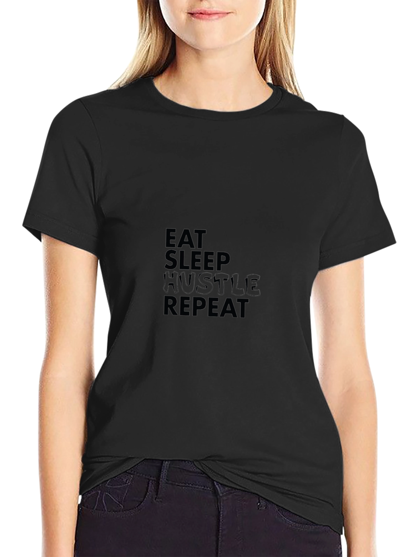 Eat Sleep Hustle Repeat Black Tee