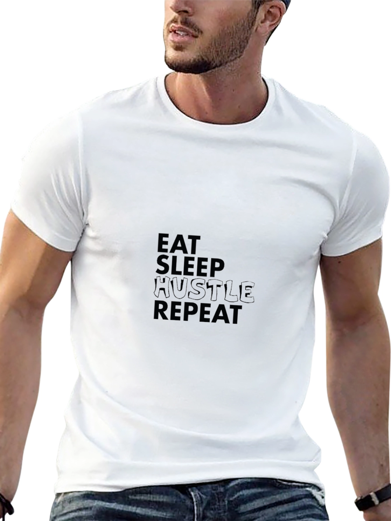 Eat Sleep Hustle Repeat Black Tee