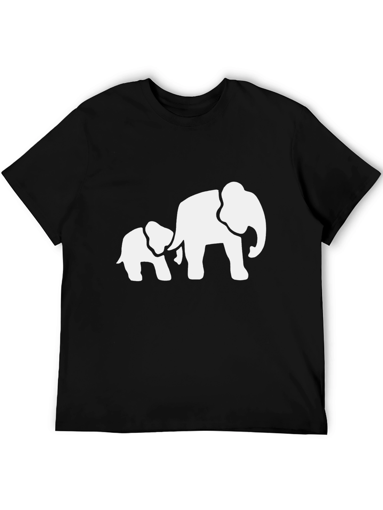 Elephant Family Graphic Tee - Black Cotton T-Shirt