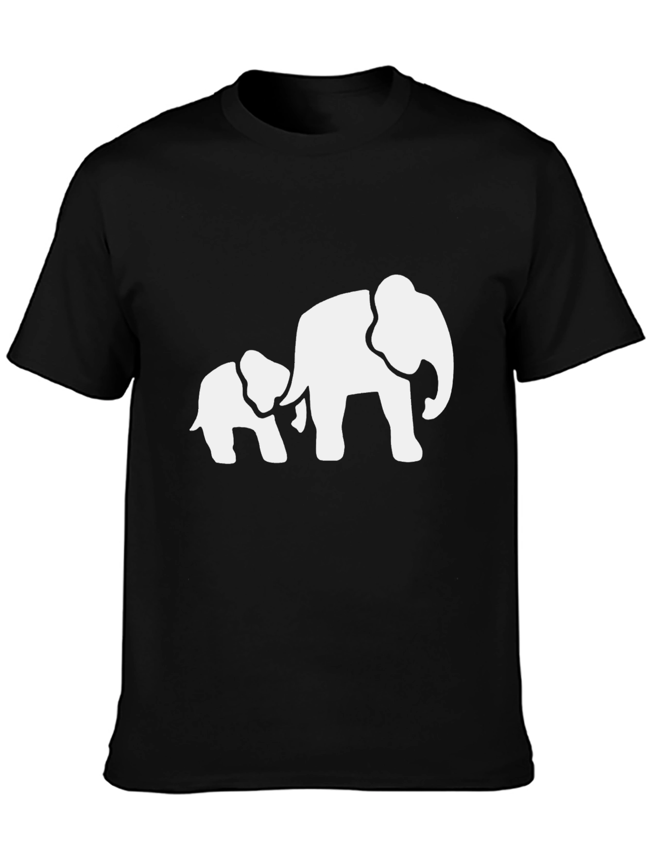 Elephant Family Graphic Tee - Black Cotton T-Shirt