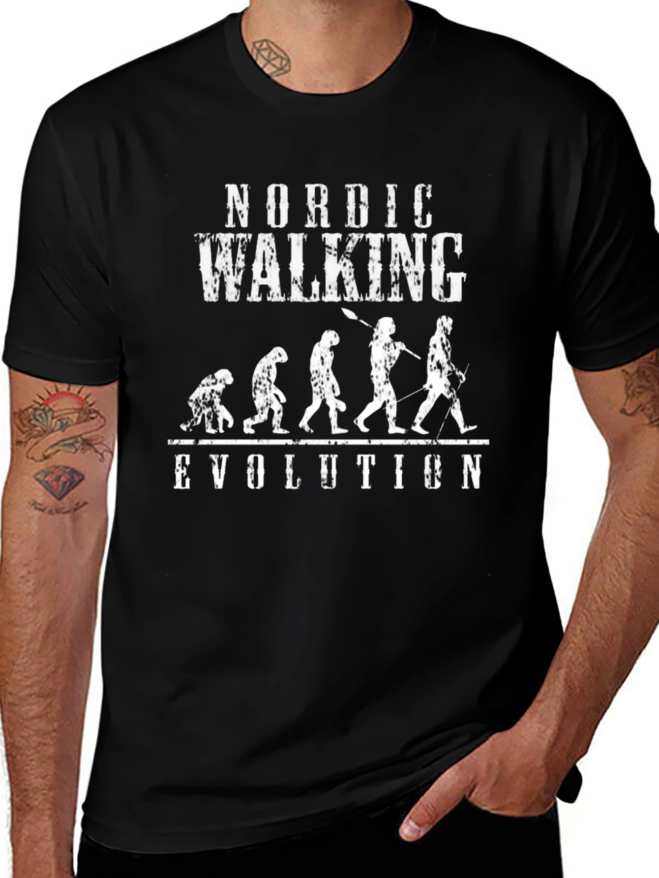 Nordic Walking Evolution T-Shirt -  Funny Walker Tee