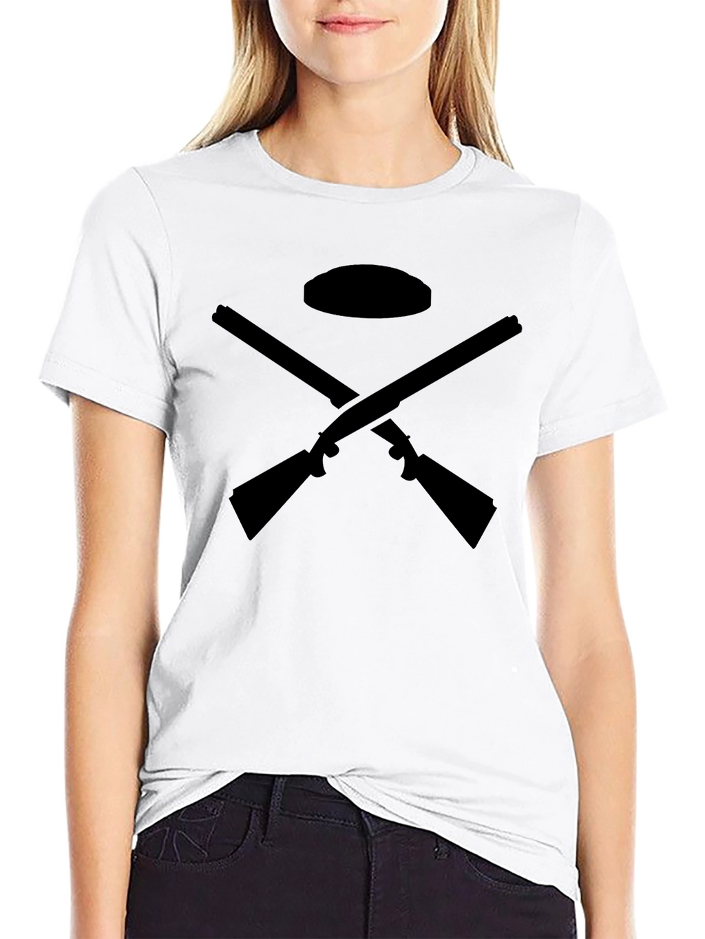 Black T-Shirt with Crossed Rifles Design