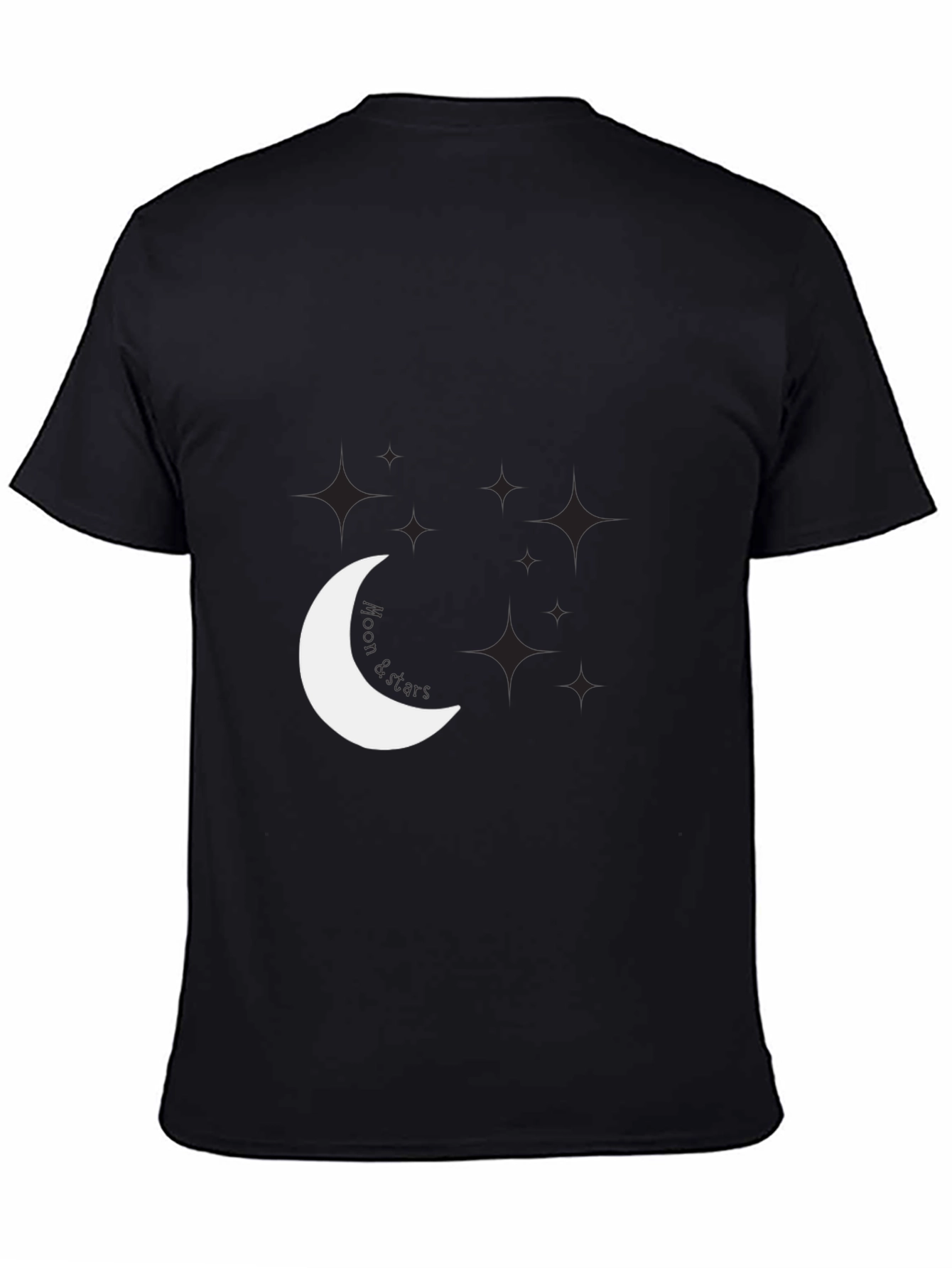 Night Sky Tee: Crescent Moon & Stars Graphic Black T-Shirt