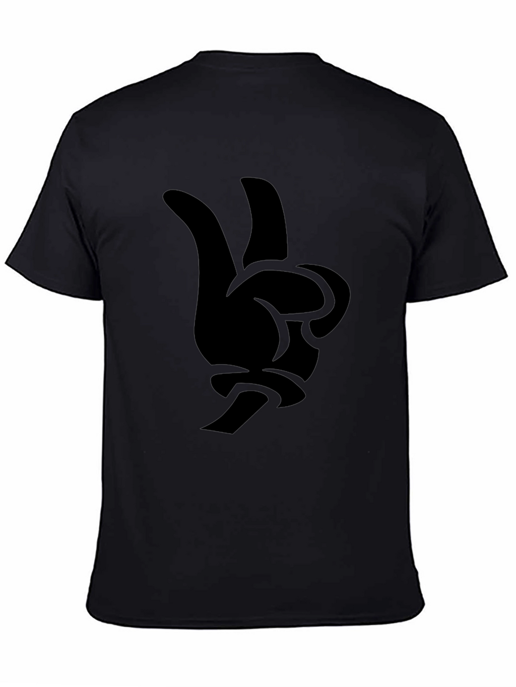 Black Cartoon Hand Peace Sign Graphic Tee