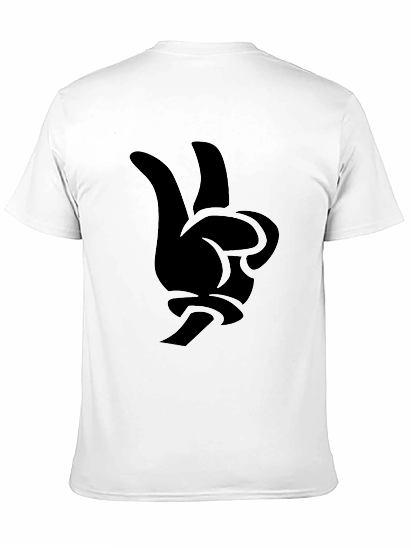 Black Cartoon Hand Peace Sign Graphic Tee