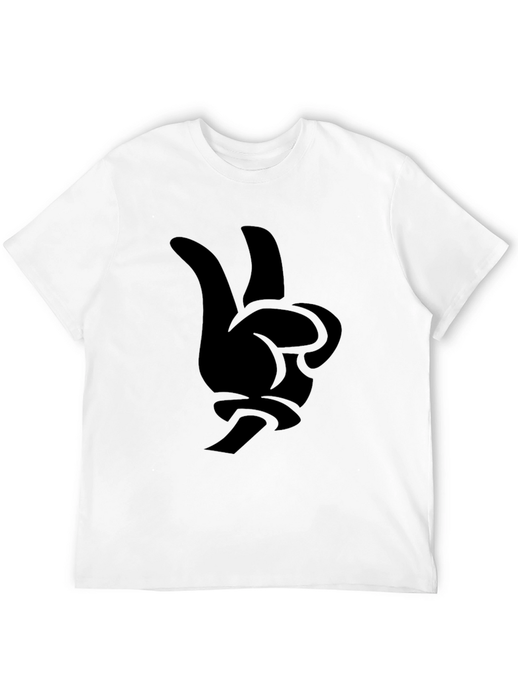 Black Cartoon Hand Peace Sign Graphic Tee