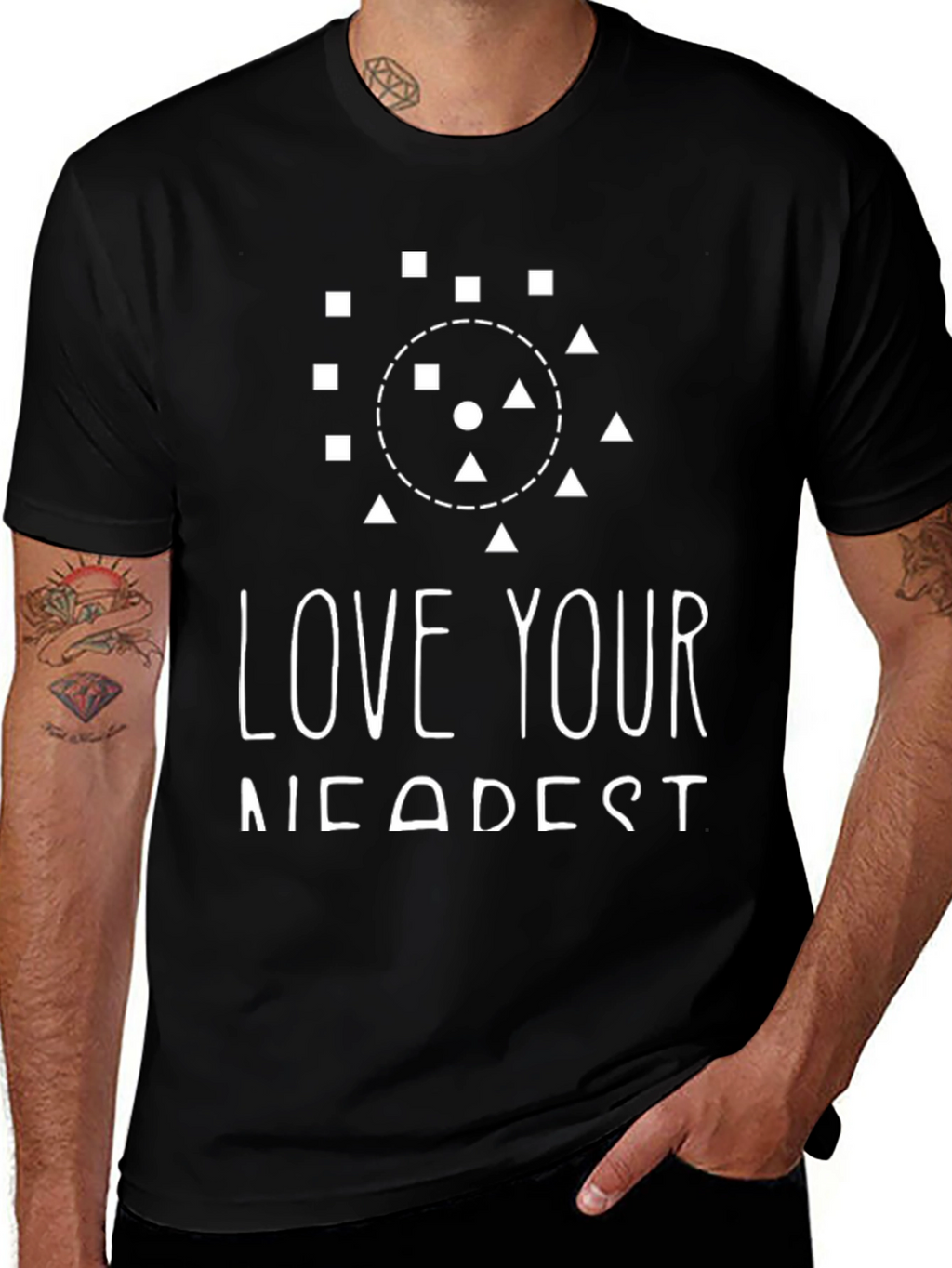 Love Your Nearest Black Graphic Tee
