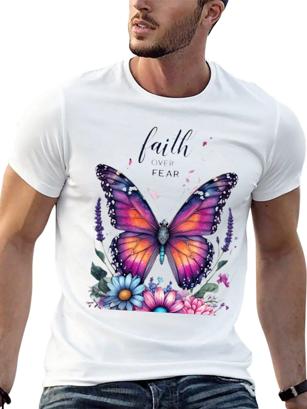 Faith Over Fear Butterfly Graphic T-Shirt