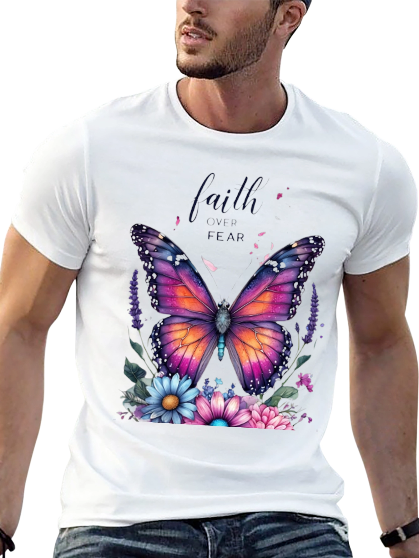 Faith Over Fear Butterfly Graphic T-Shirt