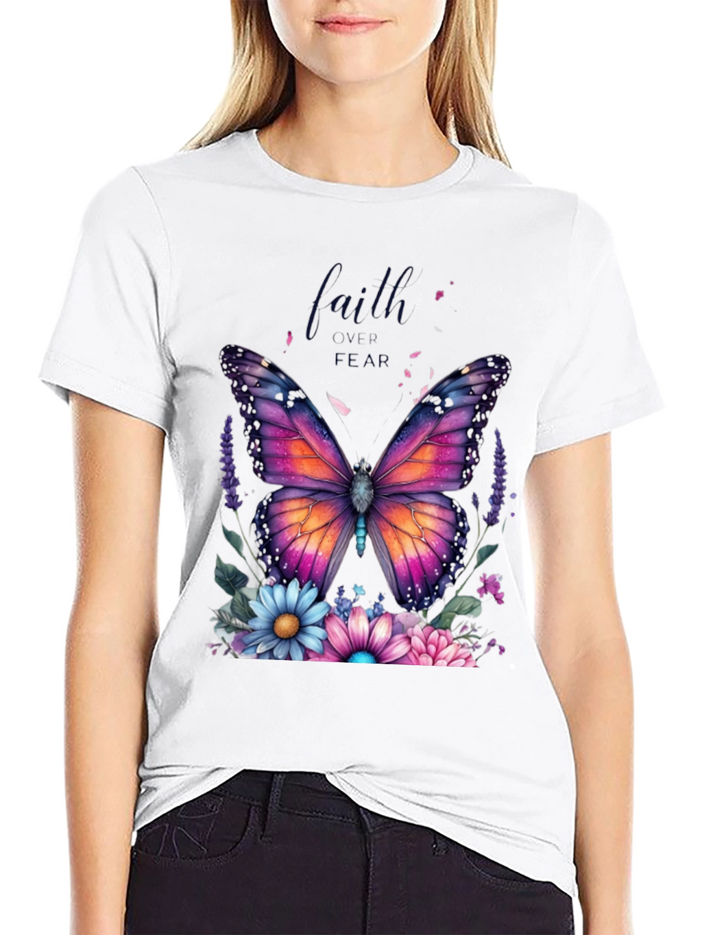 Faith Over Fear Butterfly Graphic T-Shirt