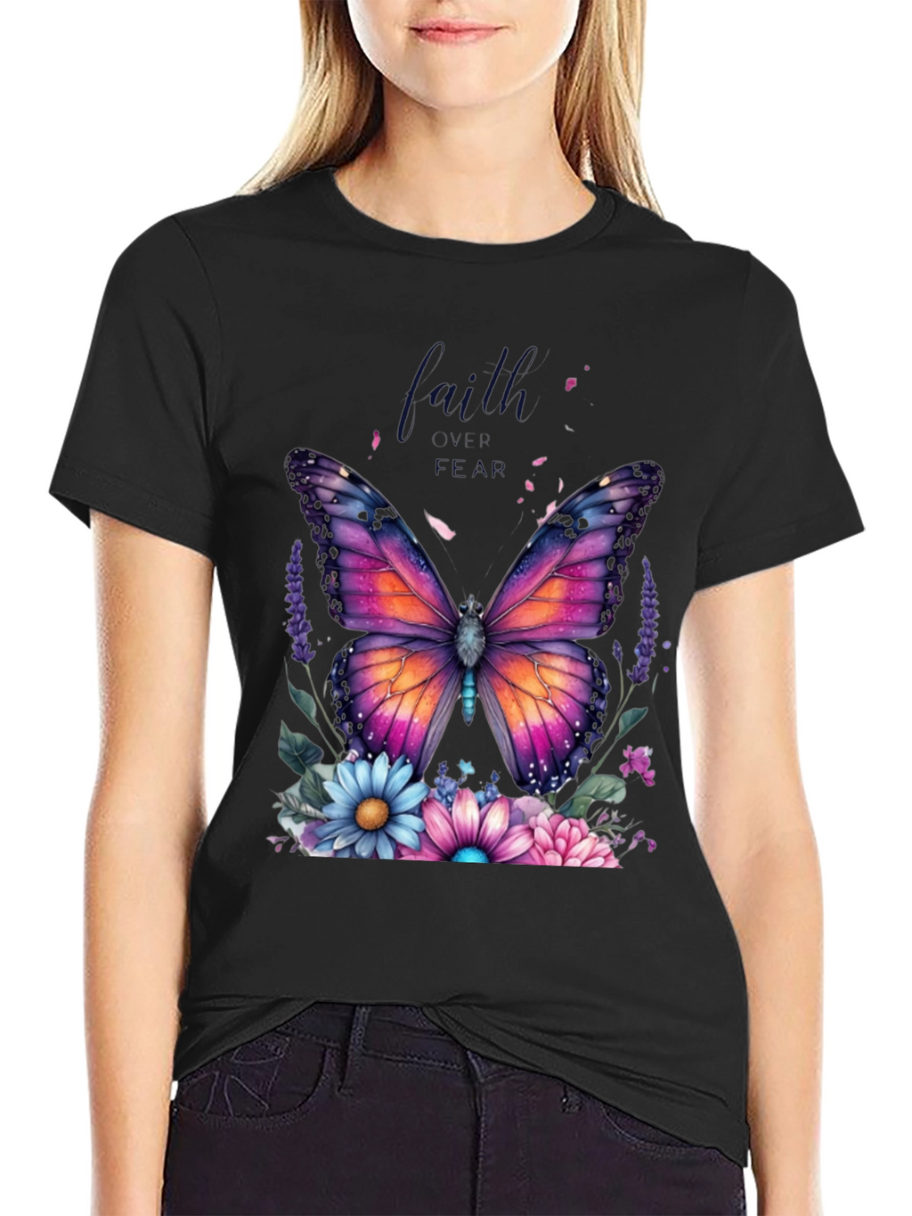 Faith Over Fear Butterfly Graphic T-Shirt