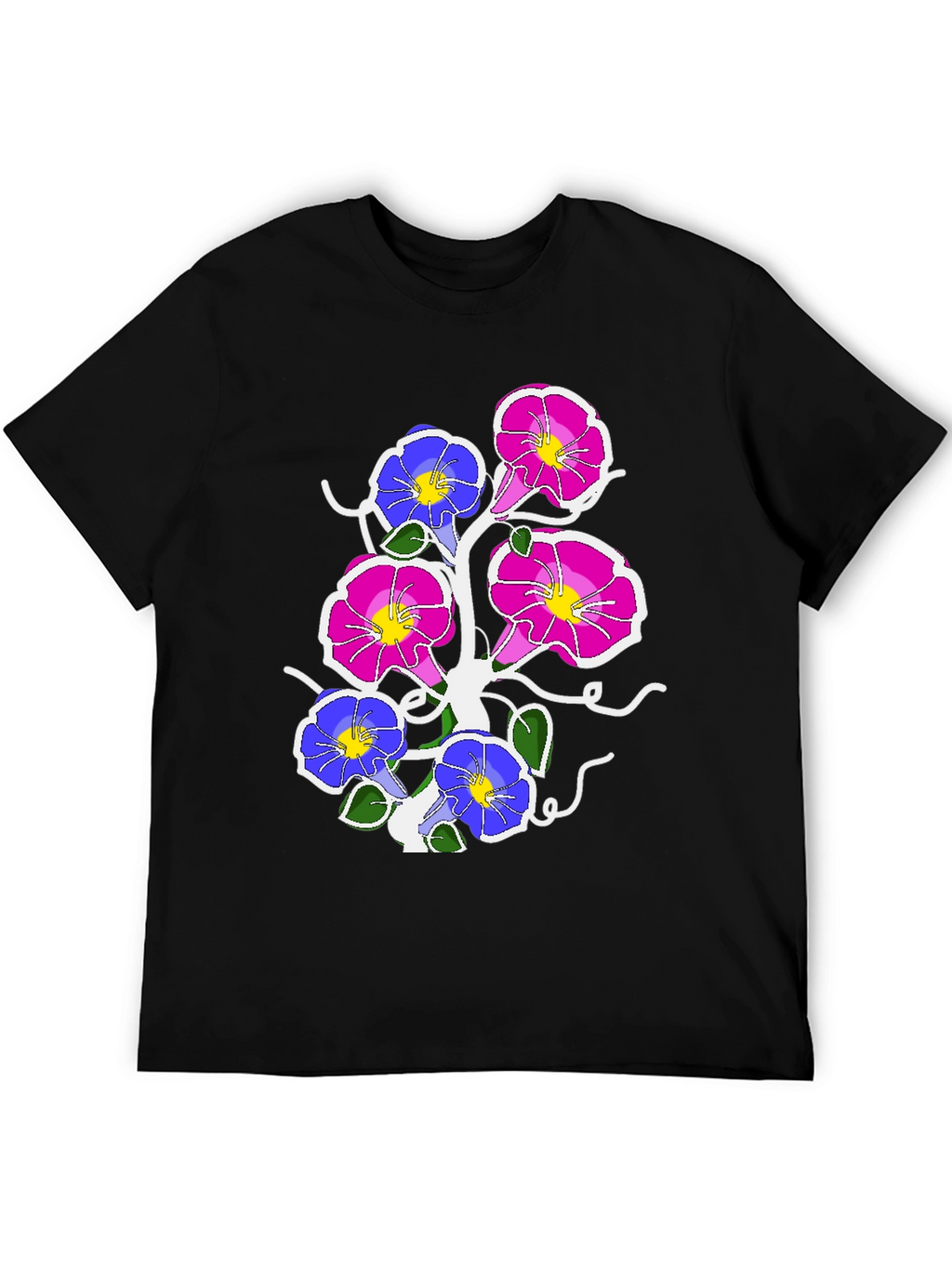 Floral Graphic Print Tee - Mens Black T-Shirt