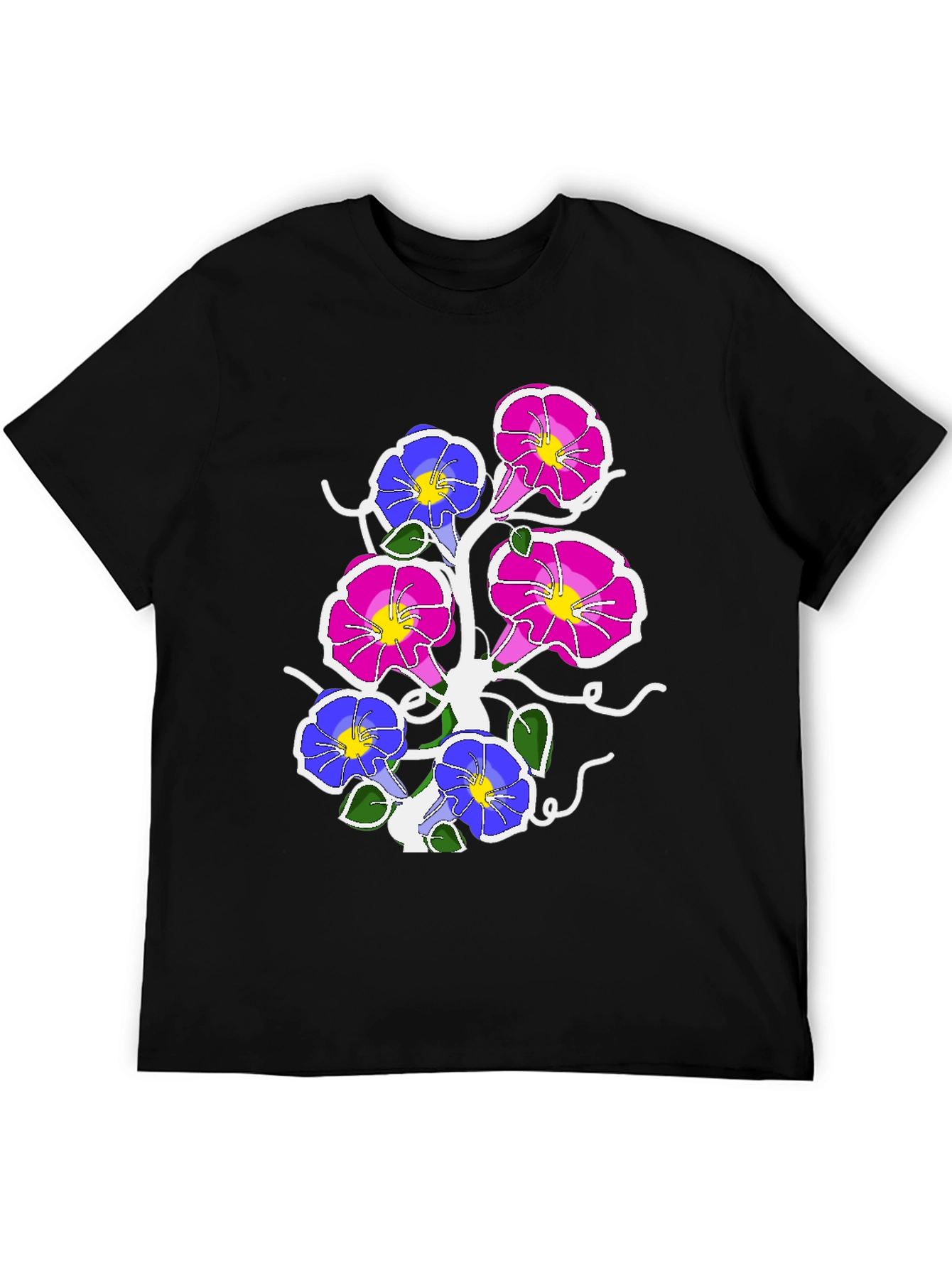 Floral Graphic Print Tee - Mens Black T-Shirt