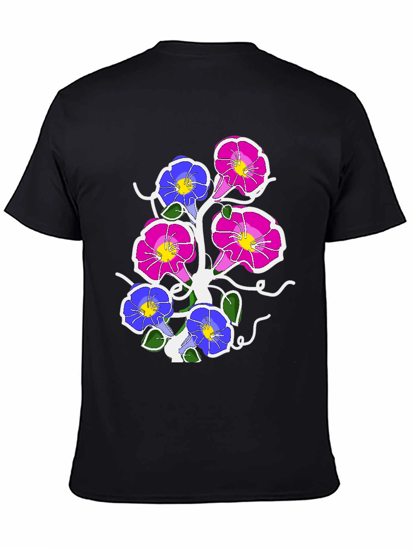 Floral Graphic Print Tee - Mens Black T-Shirt