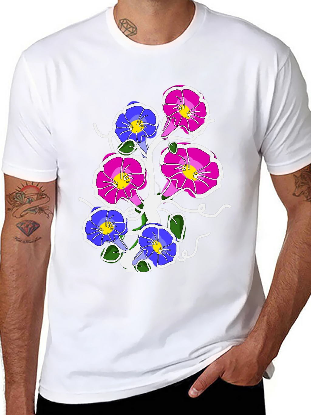 Floral Graphic Print Tee - Mens Black T-Shirt