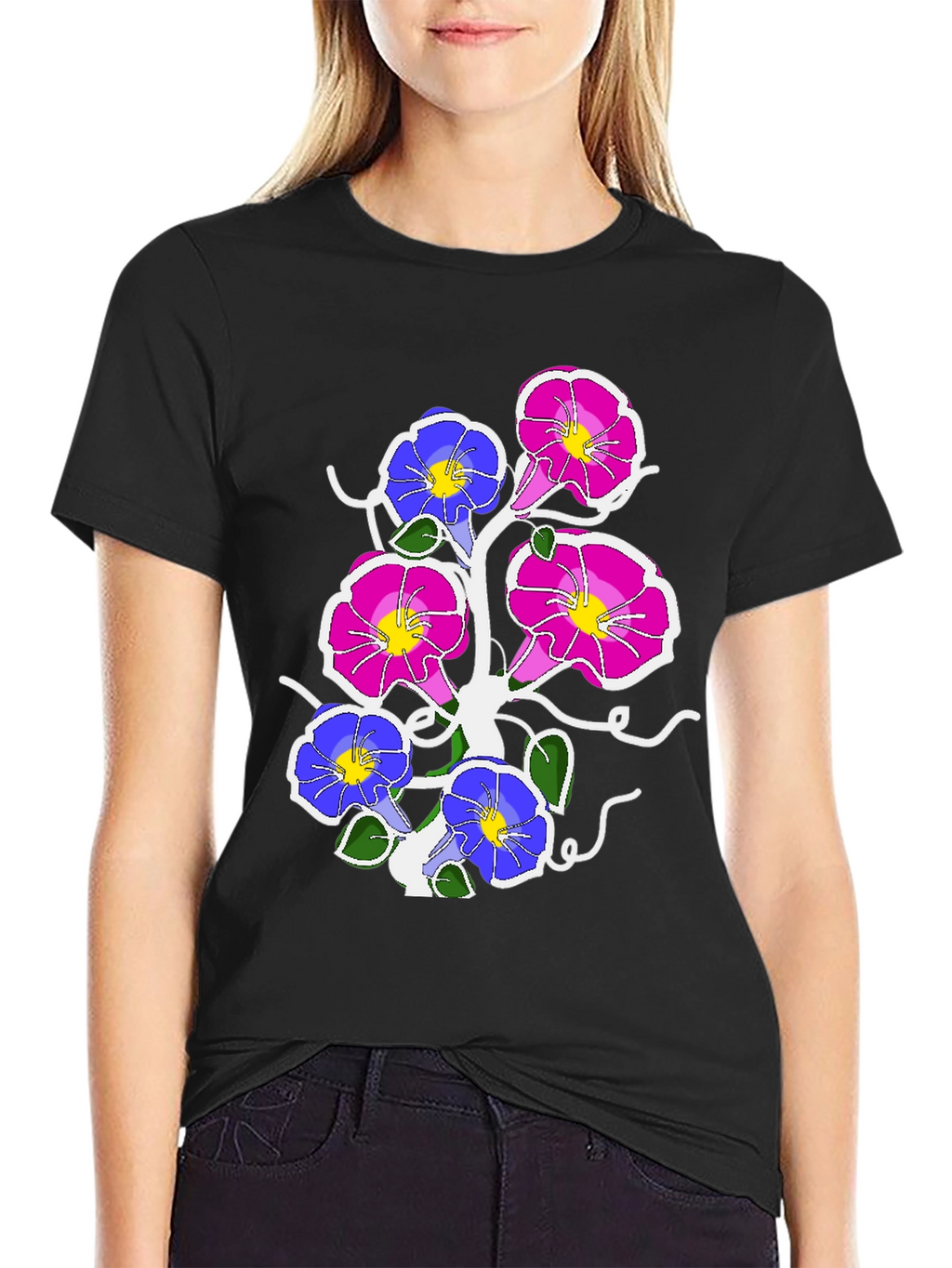 Floral Graphic Print Tee - Mens Black T-Shirt