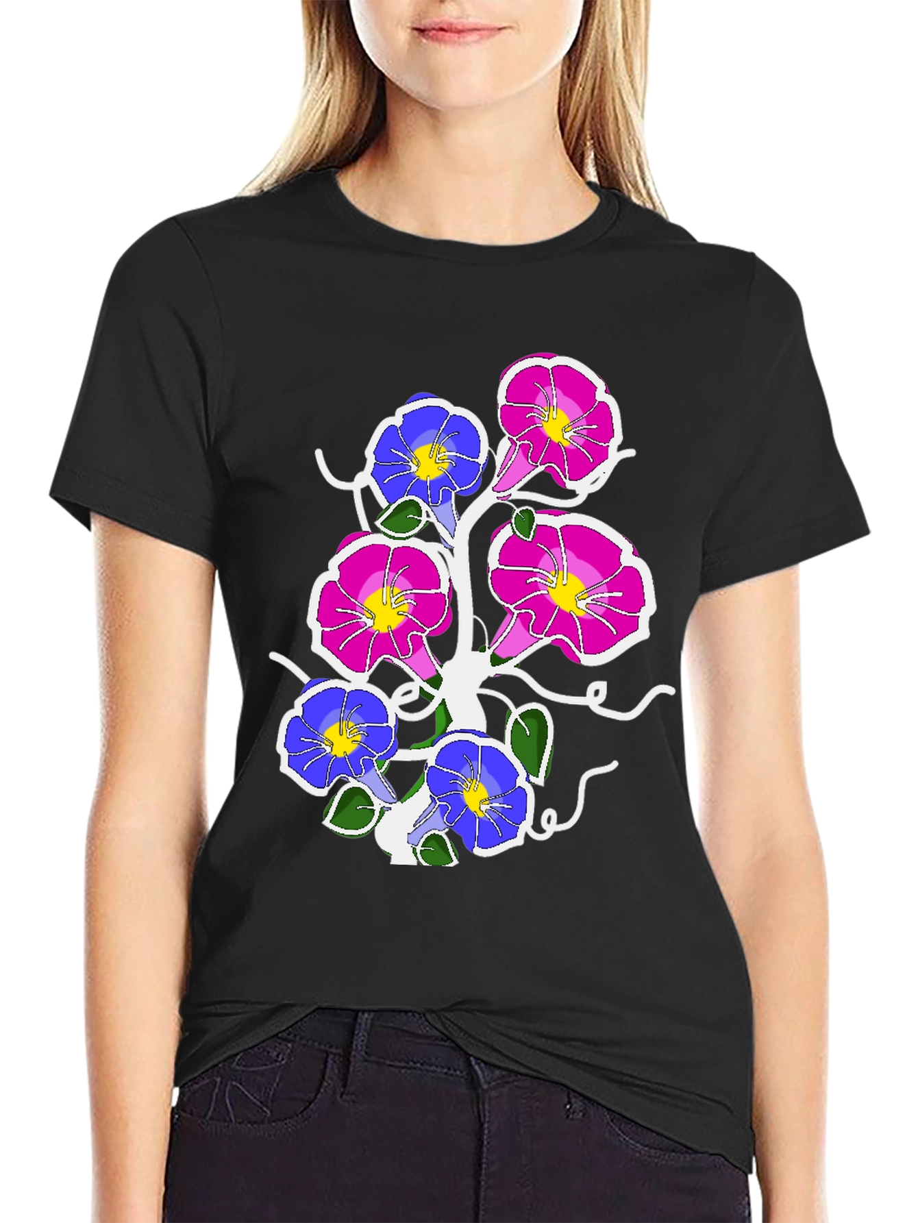 Floral Graphic Print Tee - Mens Black T-Shirt