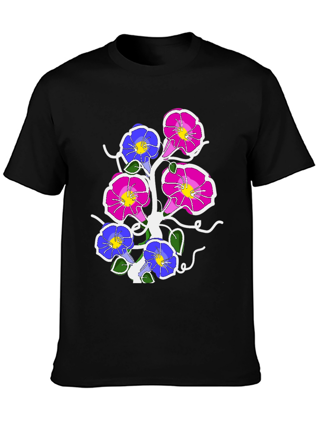 Floral Graphic Print Tee - Mens Black T-Shirt