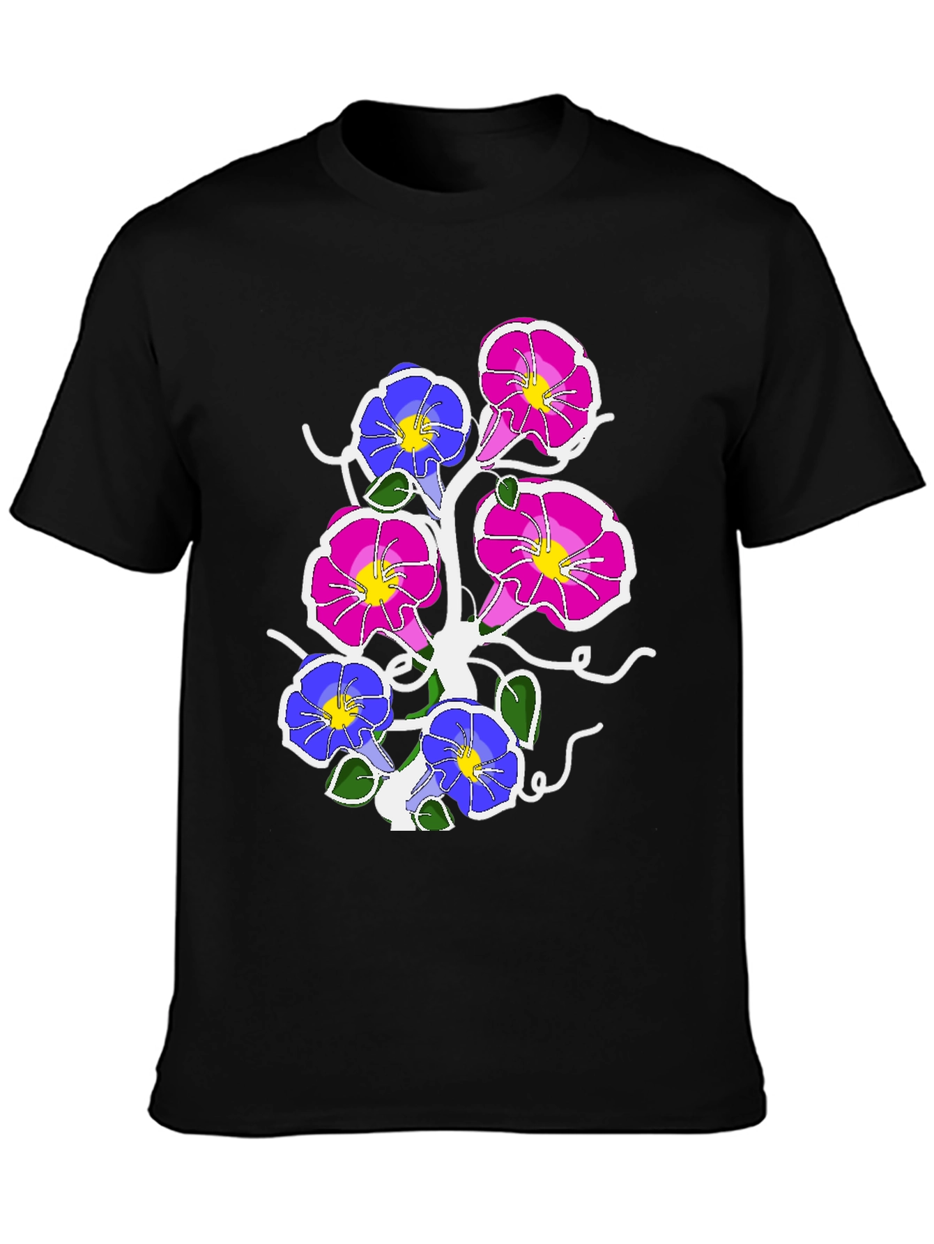 Floral Graphic Print Tee - Mens Black T-Shirt