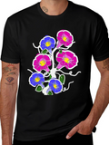 Floral Graphic Print Tee - Mens Black T-Shirt