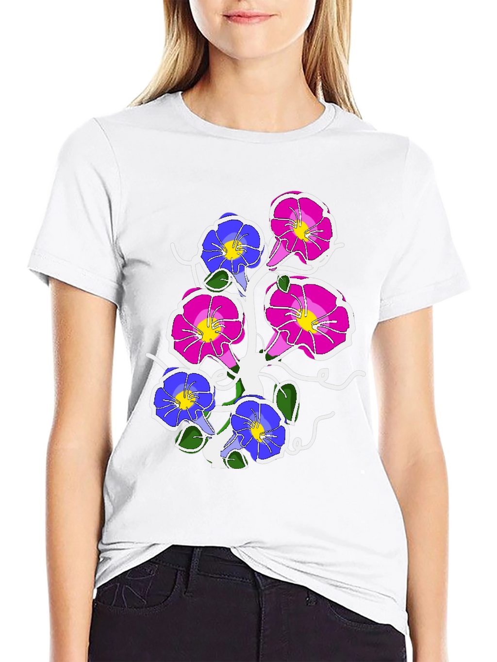 Floral Graphic Print Tee - Mens Black T-Shirt