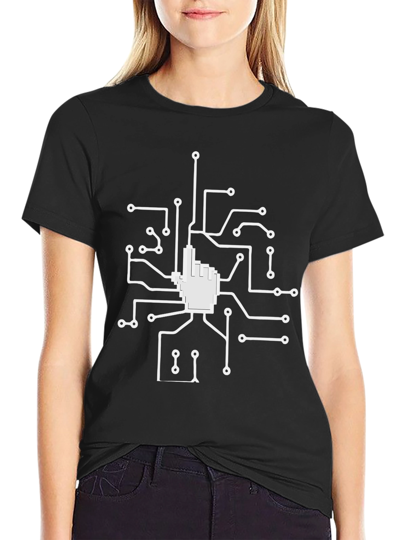 Circuit Hand Black T-Shirt - Geek Style