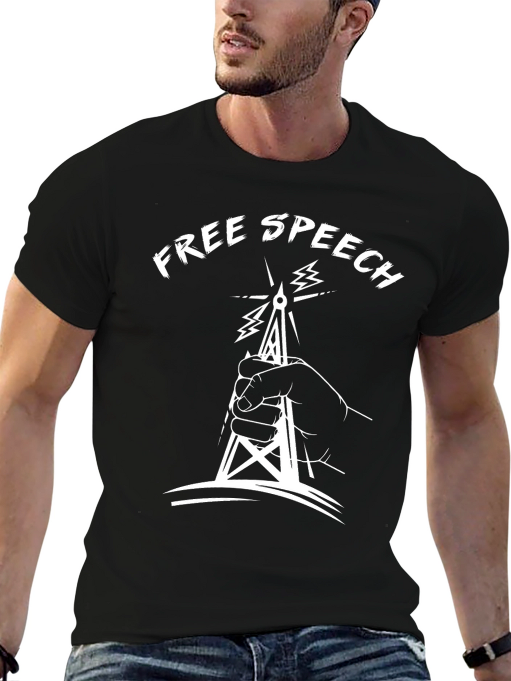 Free Speech T-Shirt - Tower & Hand Design