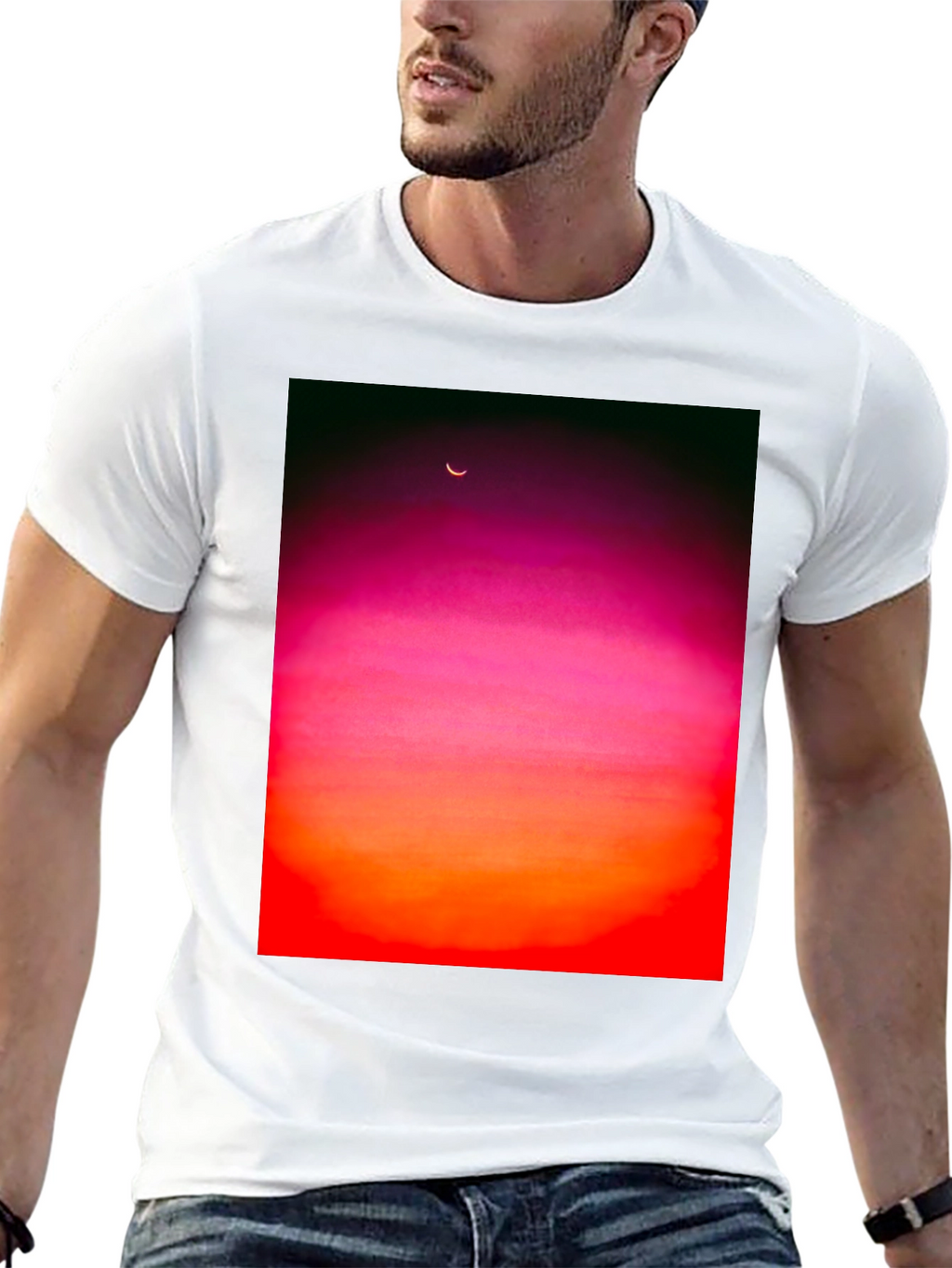 Sunset Moon Graphic Tee - Black Unisex T-Shirt
