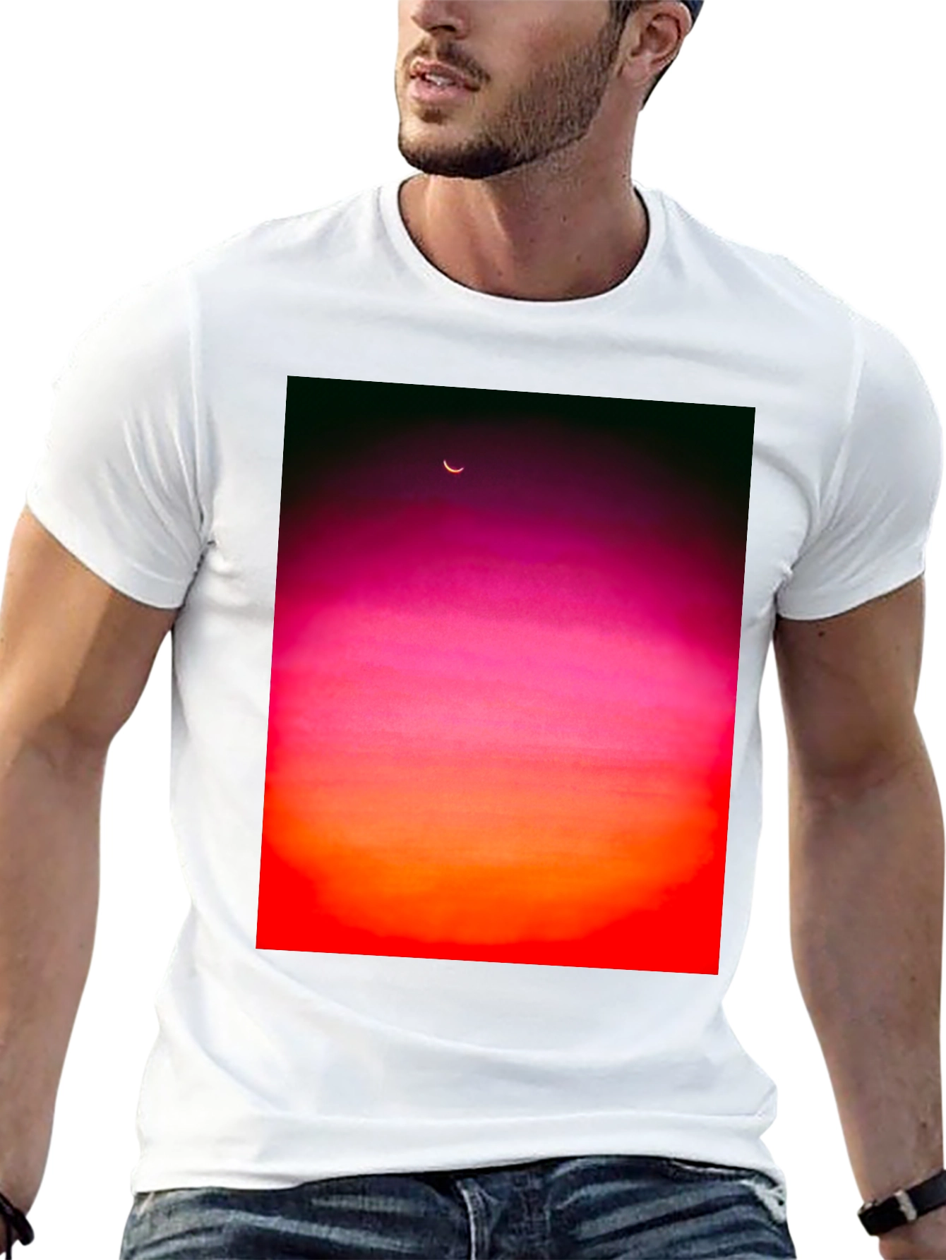 Sunset Moon Graphic Tee - Black Unisex T-Shirt