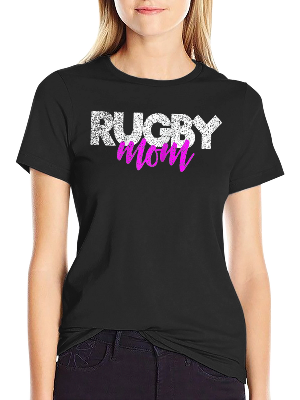 Rugby Mom Graphic T-Shirt - Black