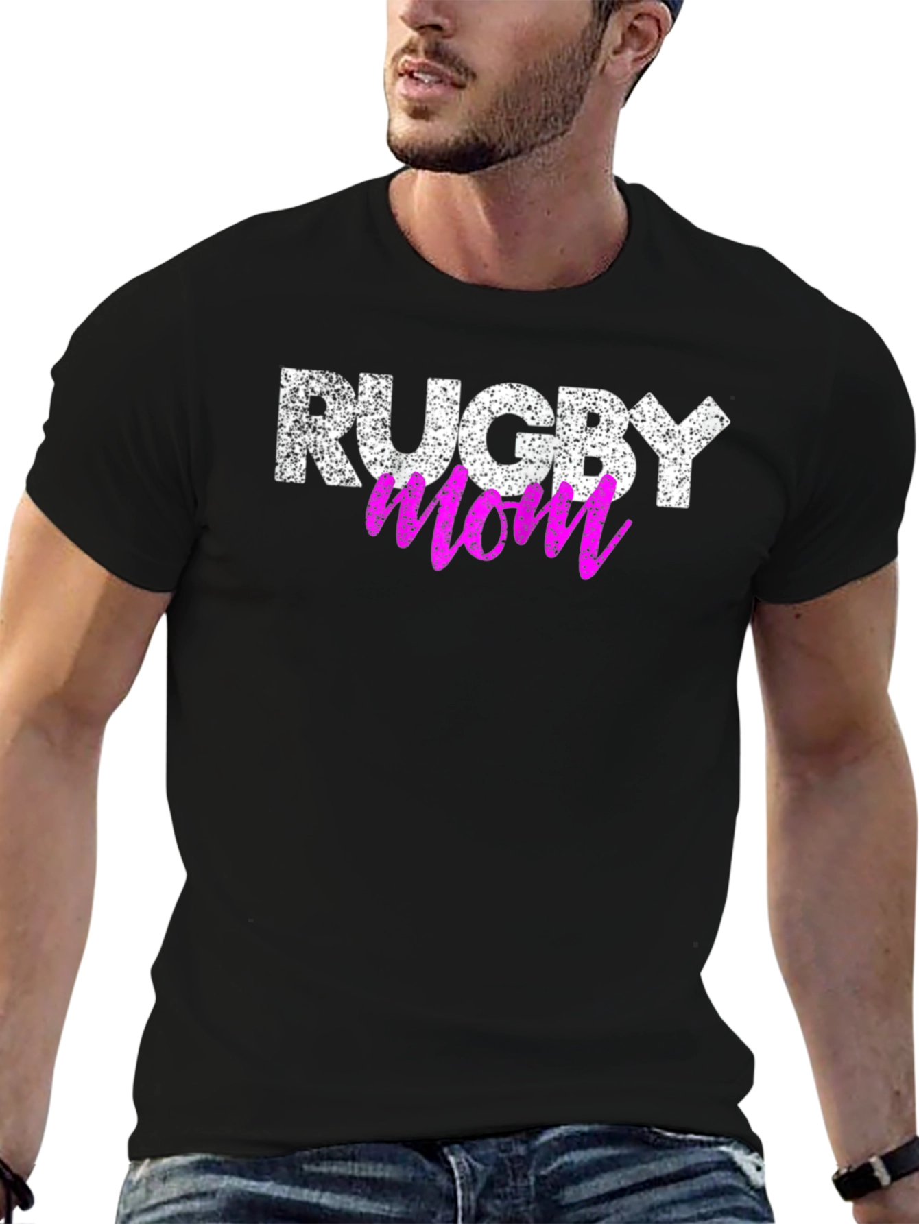 Rugby Mom Graphic T-Shirt - Black