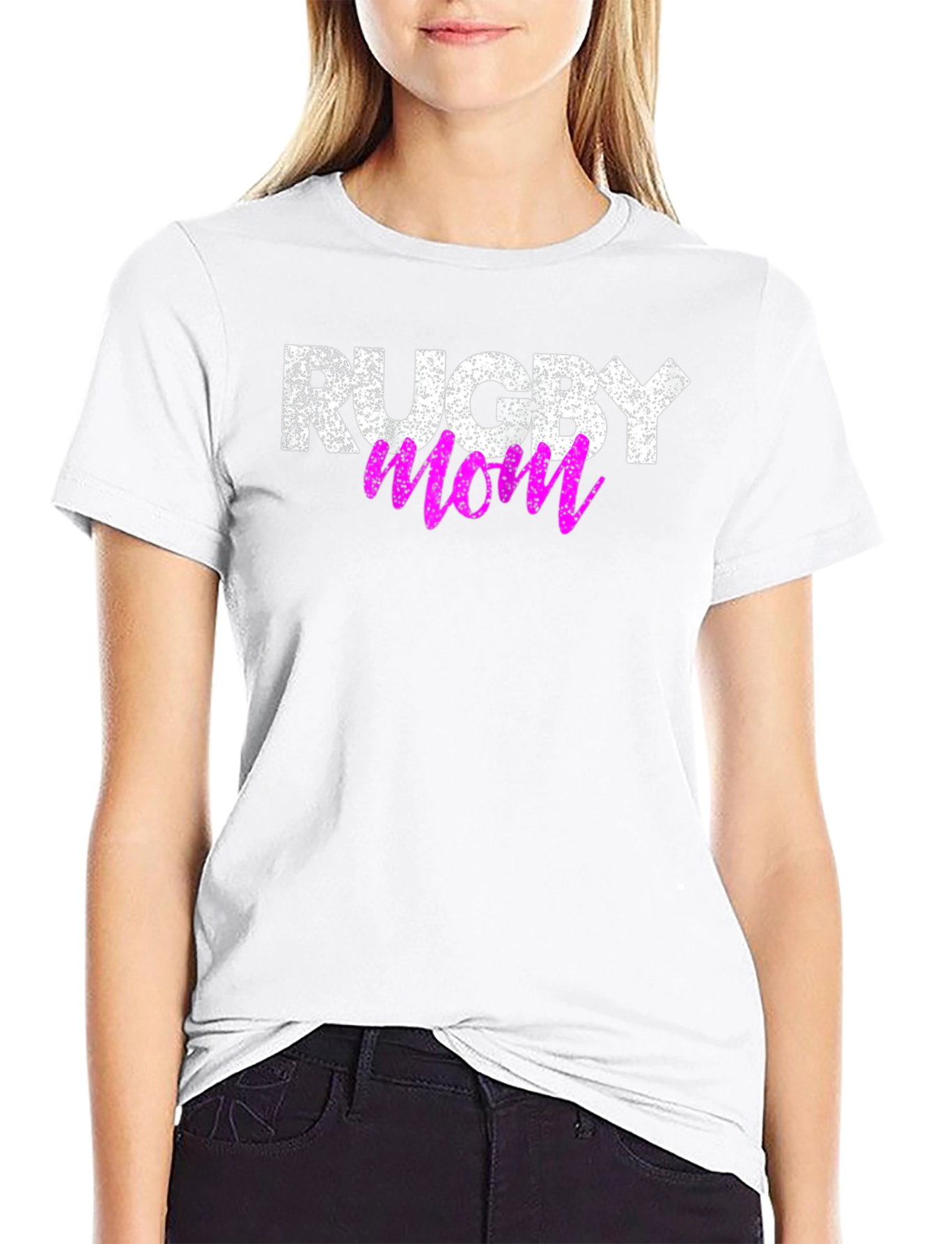 Rugby Mom Graphic T-Shirt - Black