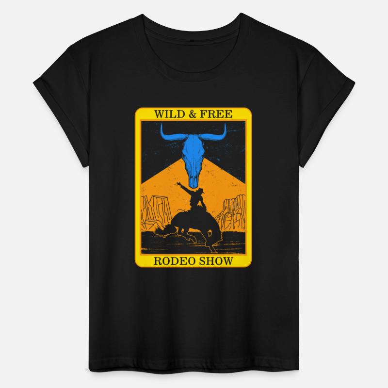 Cowboy Shirt, Wild And Free Rodeo Show Cow Skull