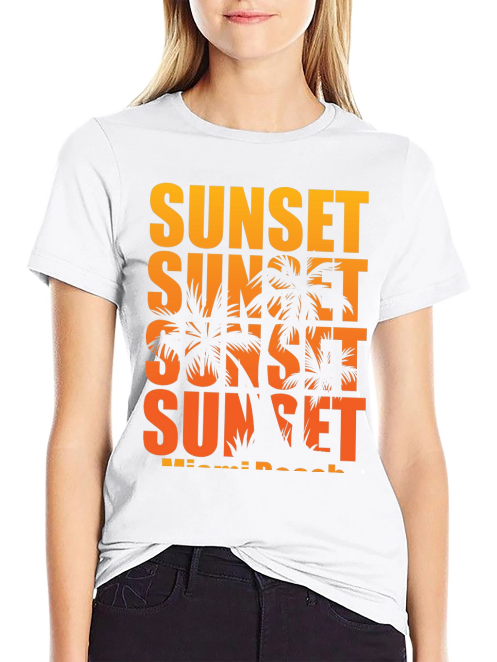 Miami Sunset Palm Tree Graphic T-Shirt