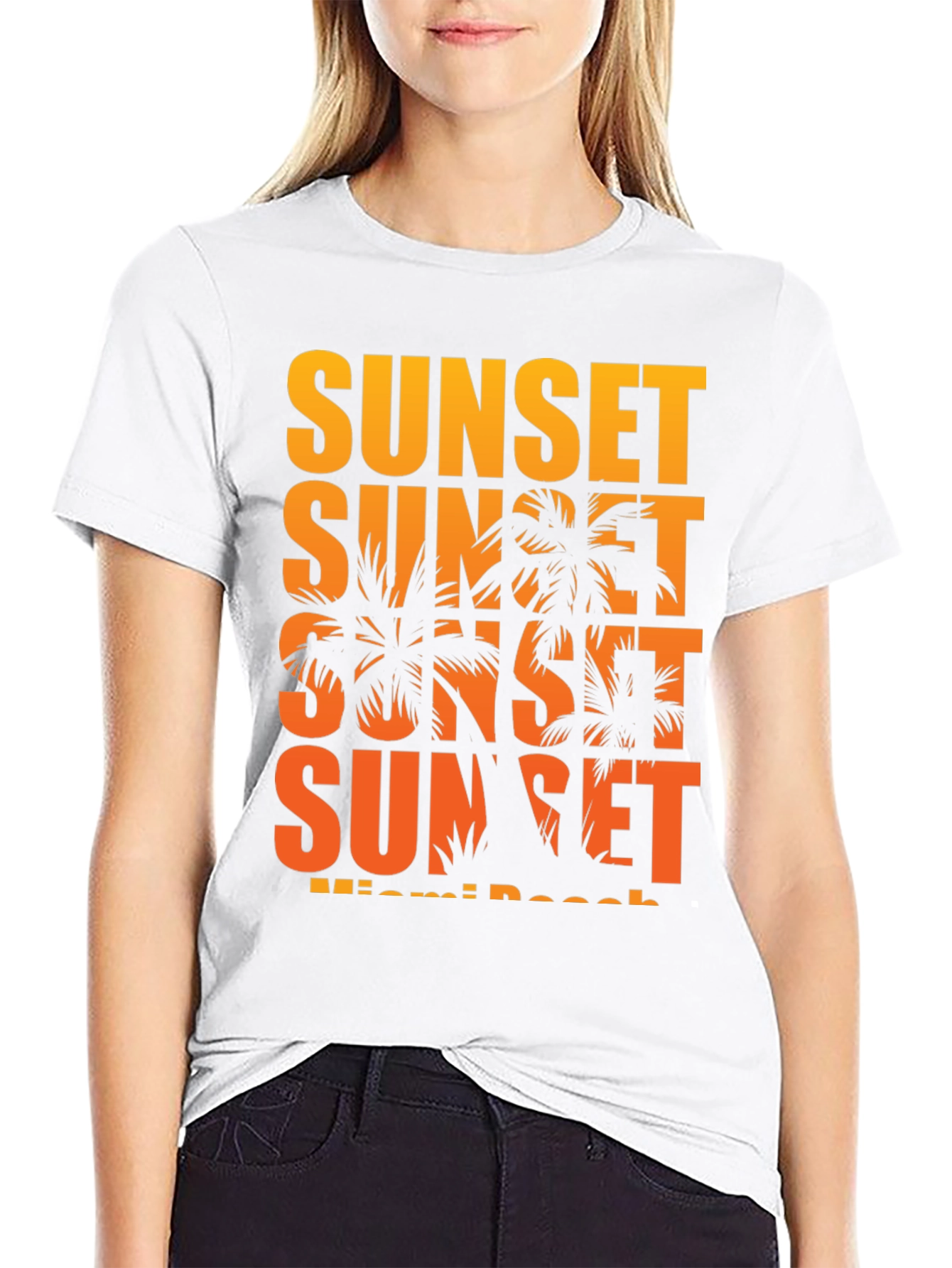 Miami Sunset Palm Tree Graphic T-Shirt