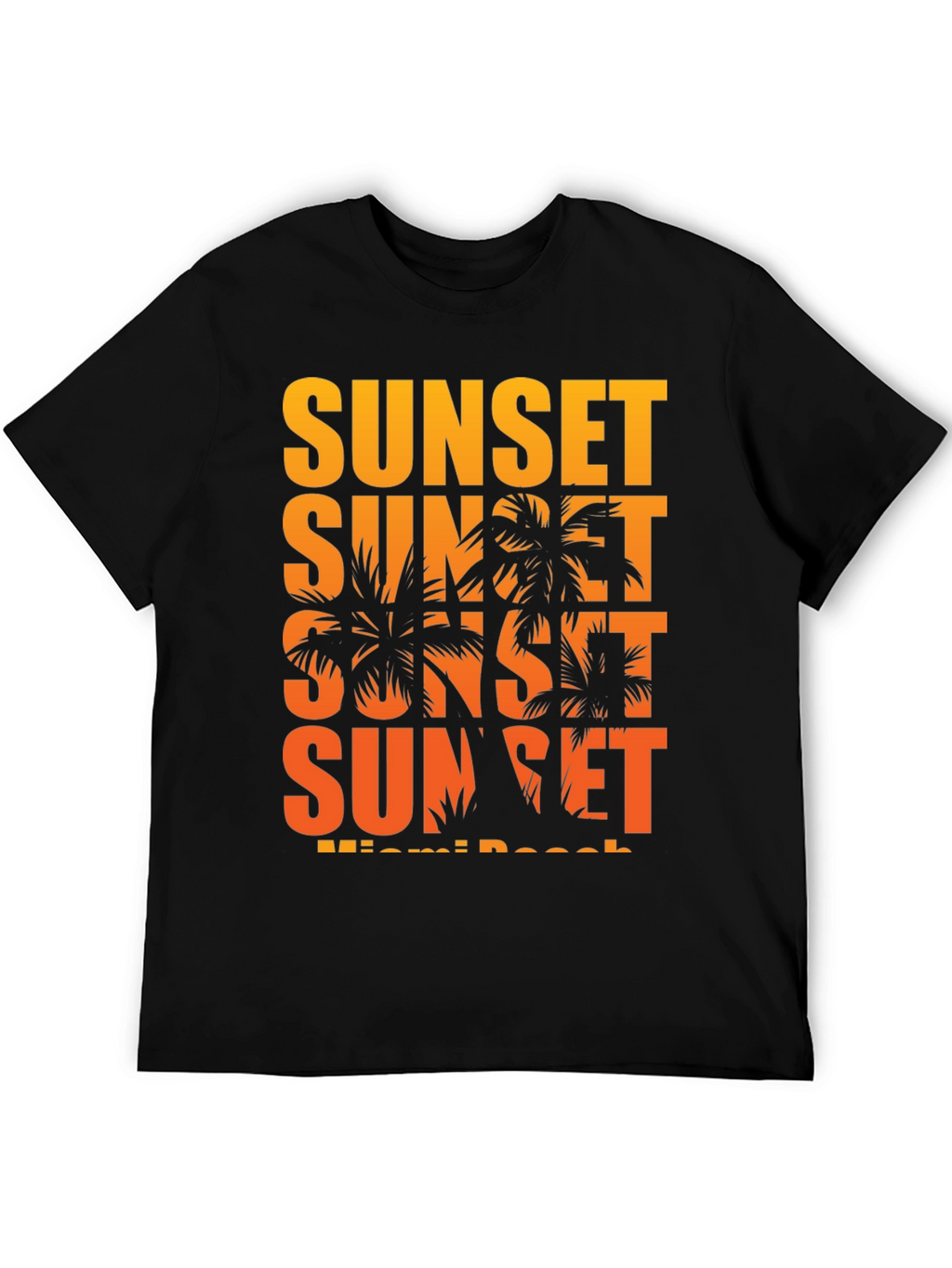Miami Sunset Palm Tree Graphic T-Shirt