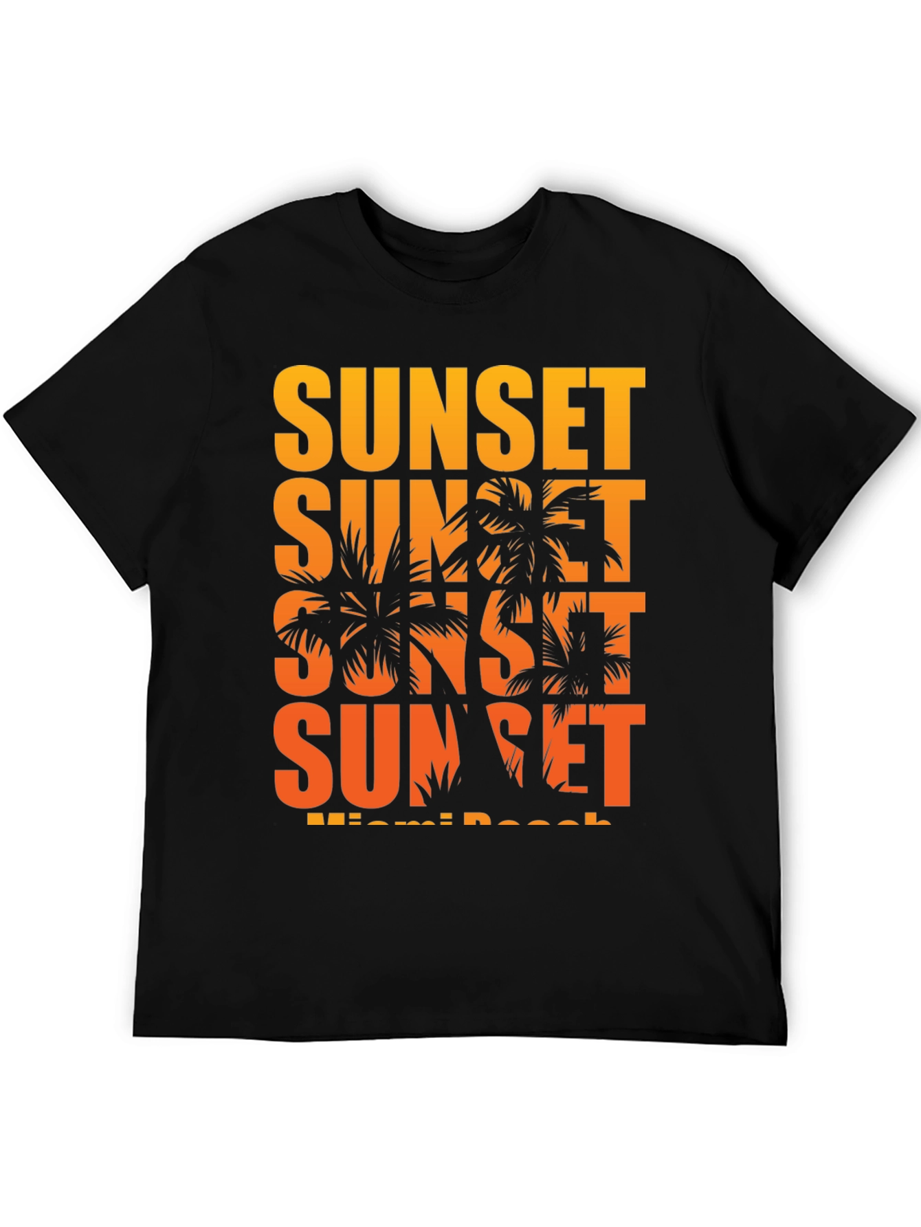 Miami Sunset Palm Tree Graphic T-Shirt