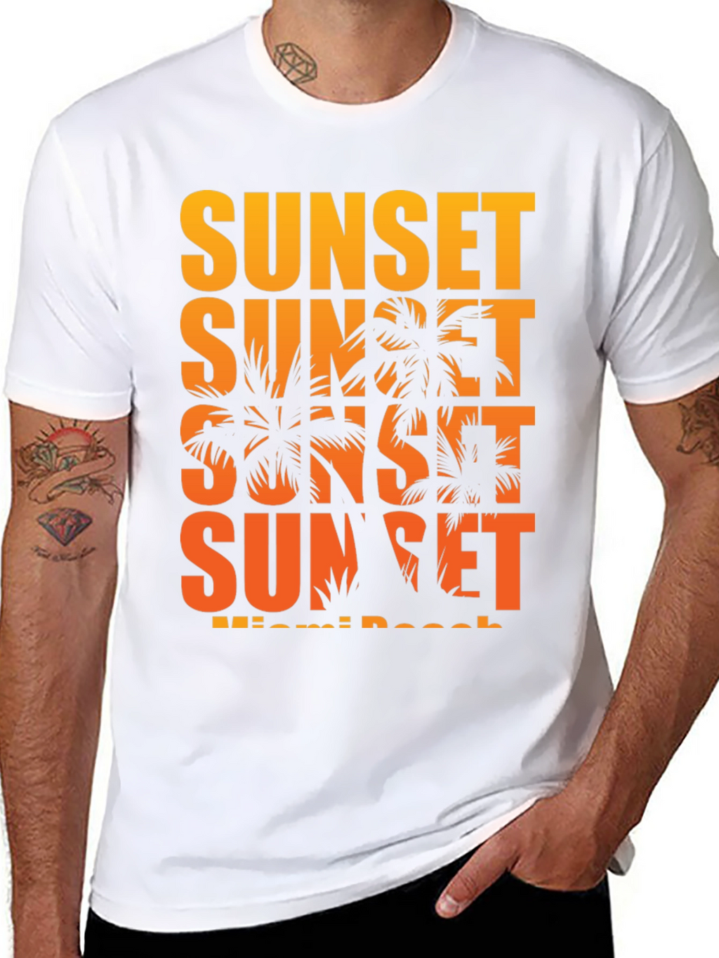 Miami Sunset Palm Tree Graphic T-Shirt