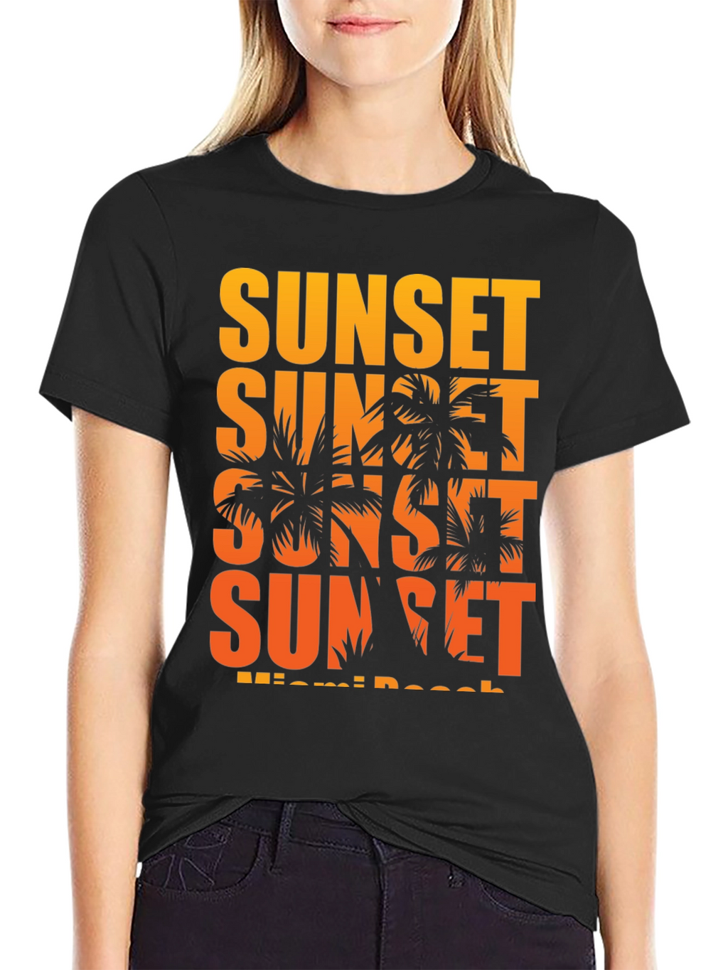 Miami Sunset Palm Tree Graphic T-Shirt