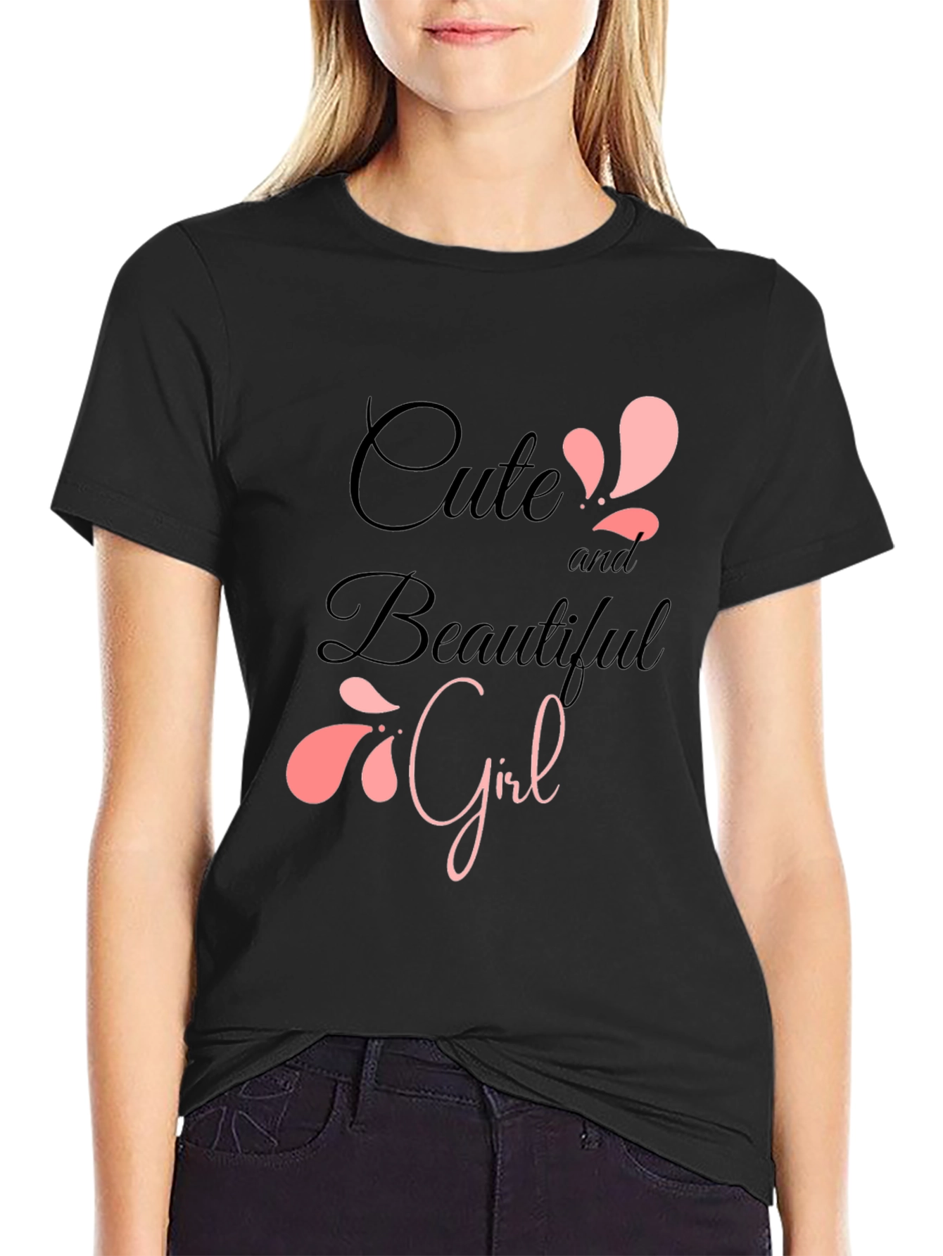 Cute & Beautiful Girl Graphic Print T-Shirt