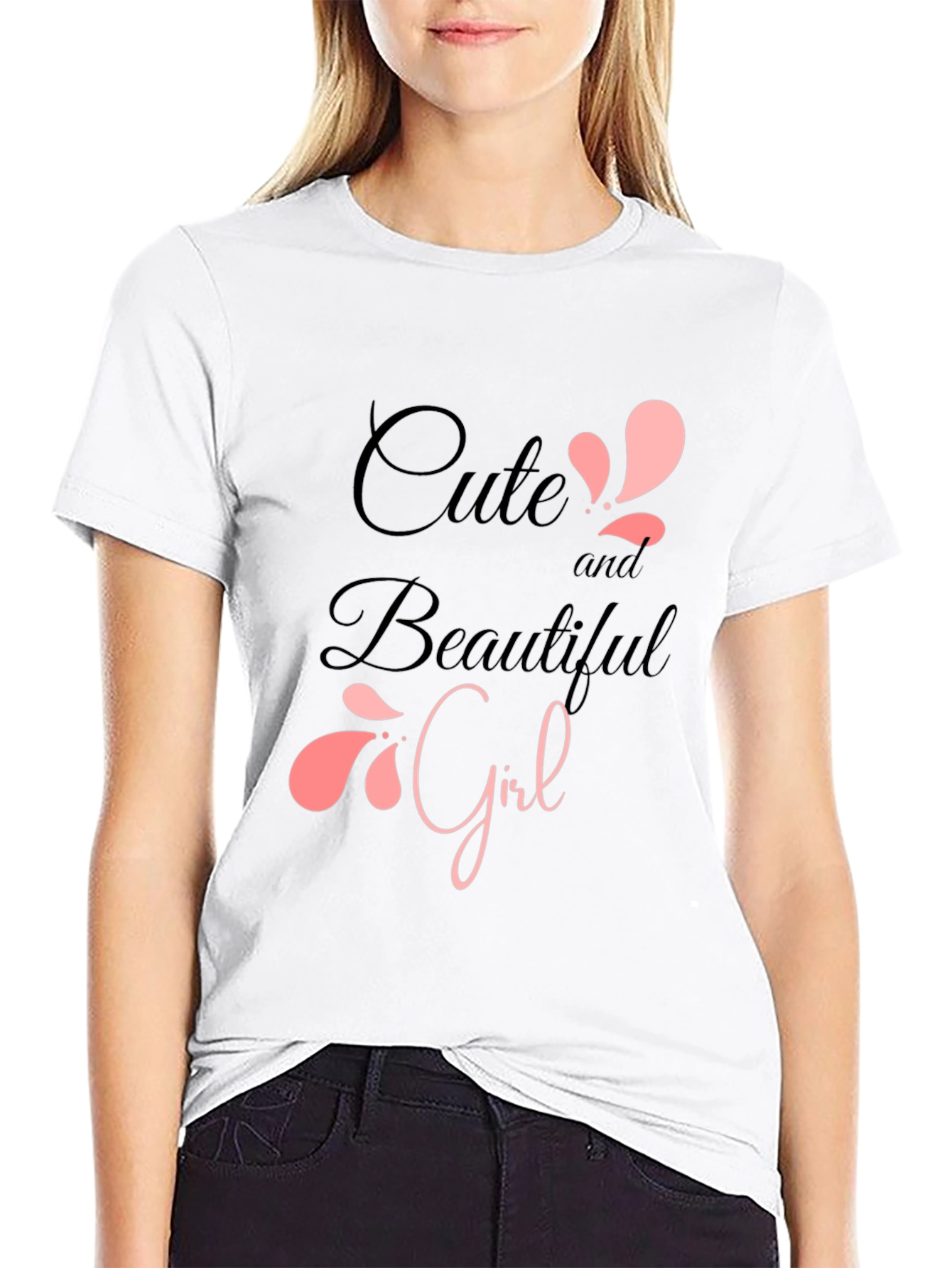 Cute & Beautiful Girl Graphic Print T-Shirt