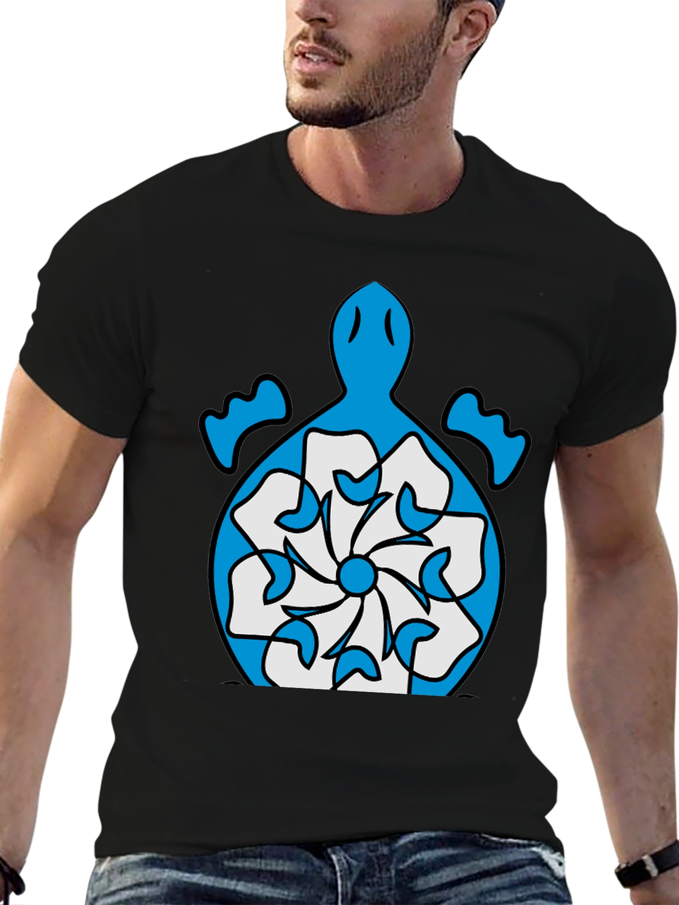 Turtle Flower Graphic Tee - Stylish Black T-Shirt