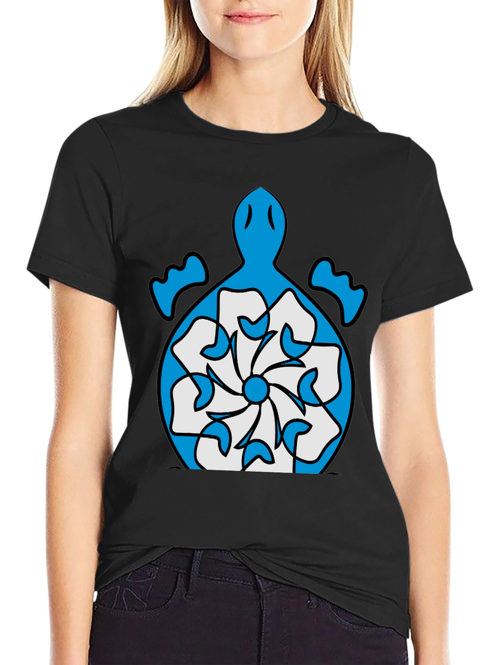 Turtle Flower Graphic Tee - Stylish Black T-Shirt