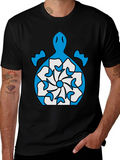Turtle Flower Graphic Tee - Stylish Black T-Shirt