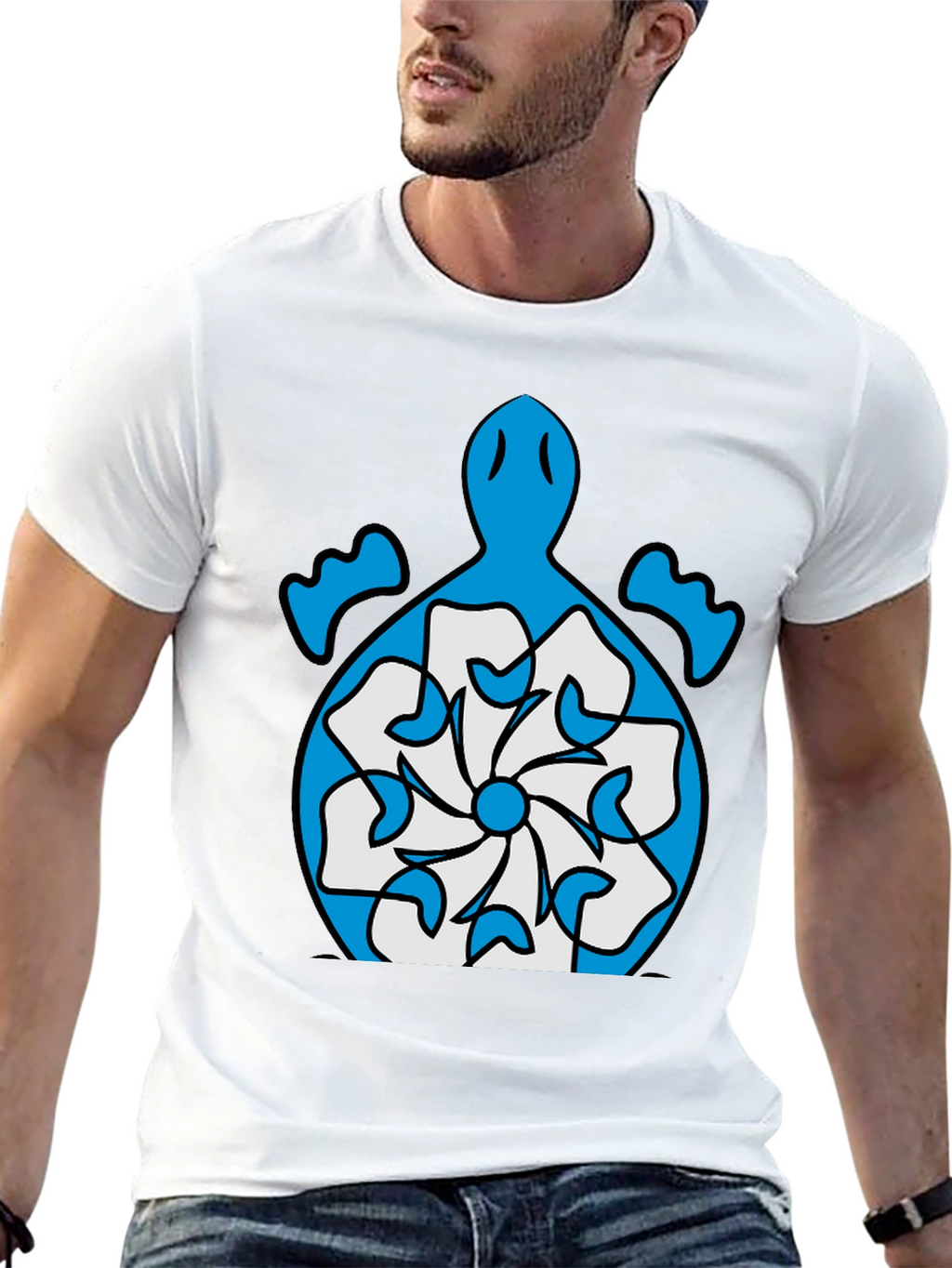 Turtle Flower Graphic Tee - Stylish Black T-Shirt