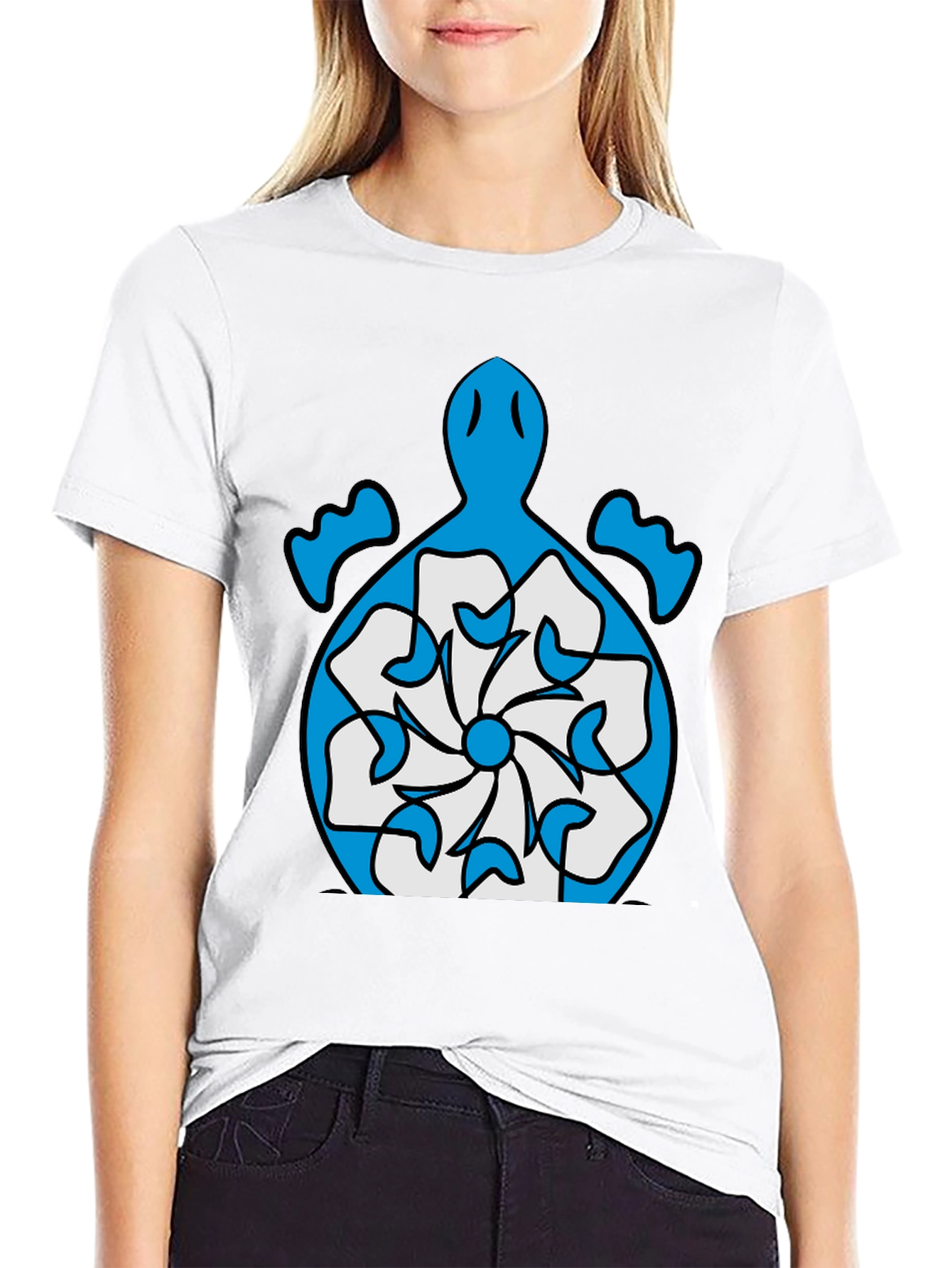 Turtle Flower Graphic Tee - Stylish Black T-Shirt