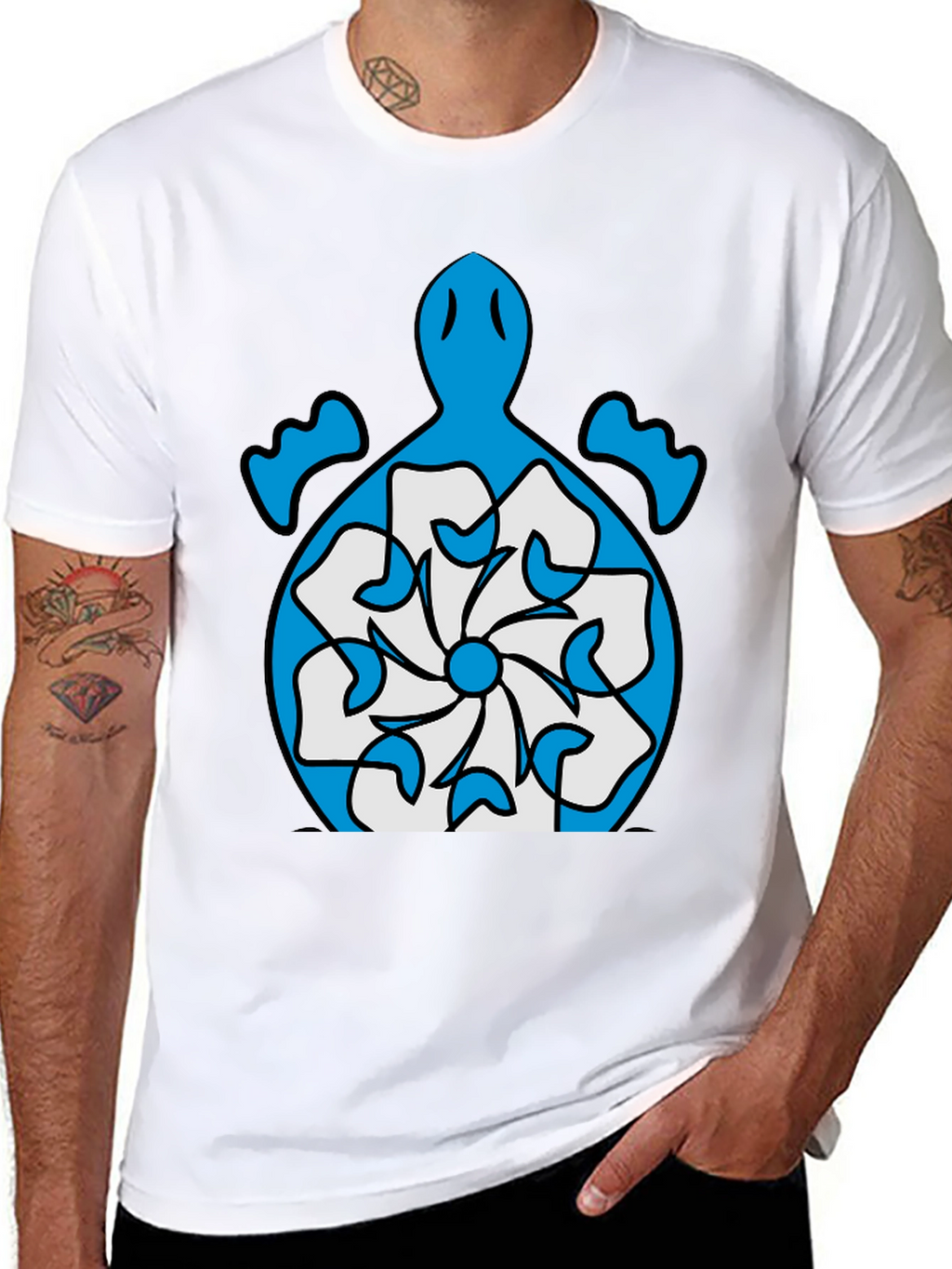 Turtle Flower Graphic Tee - Stylish Black T-Shirt