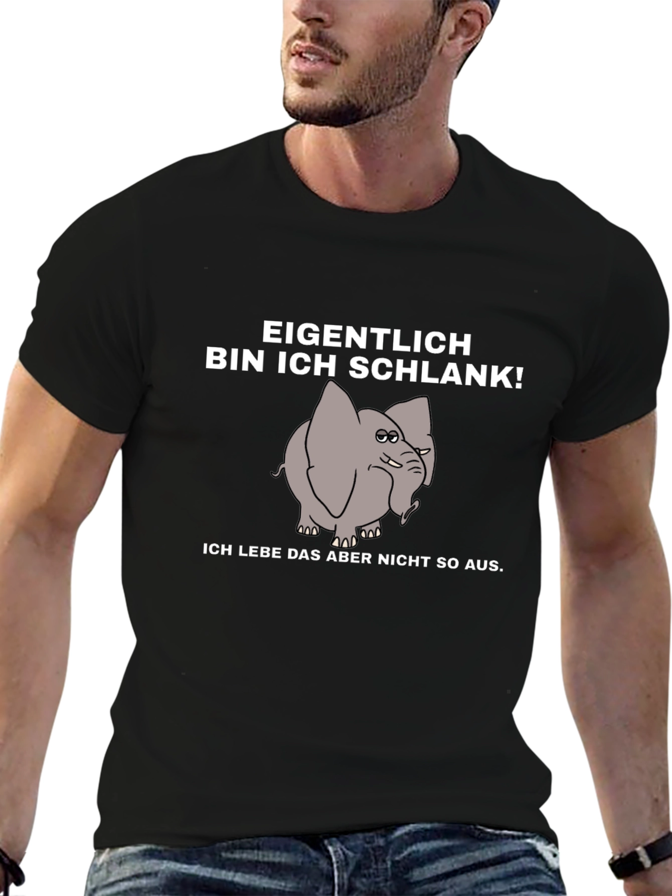 Funny German Elephant T-Shirt - Bin Ich Schlank