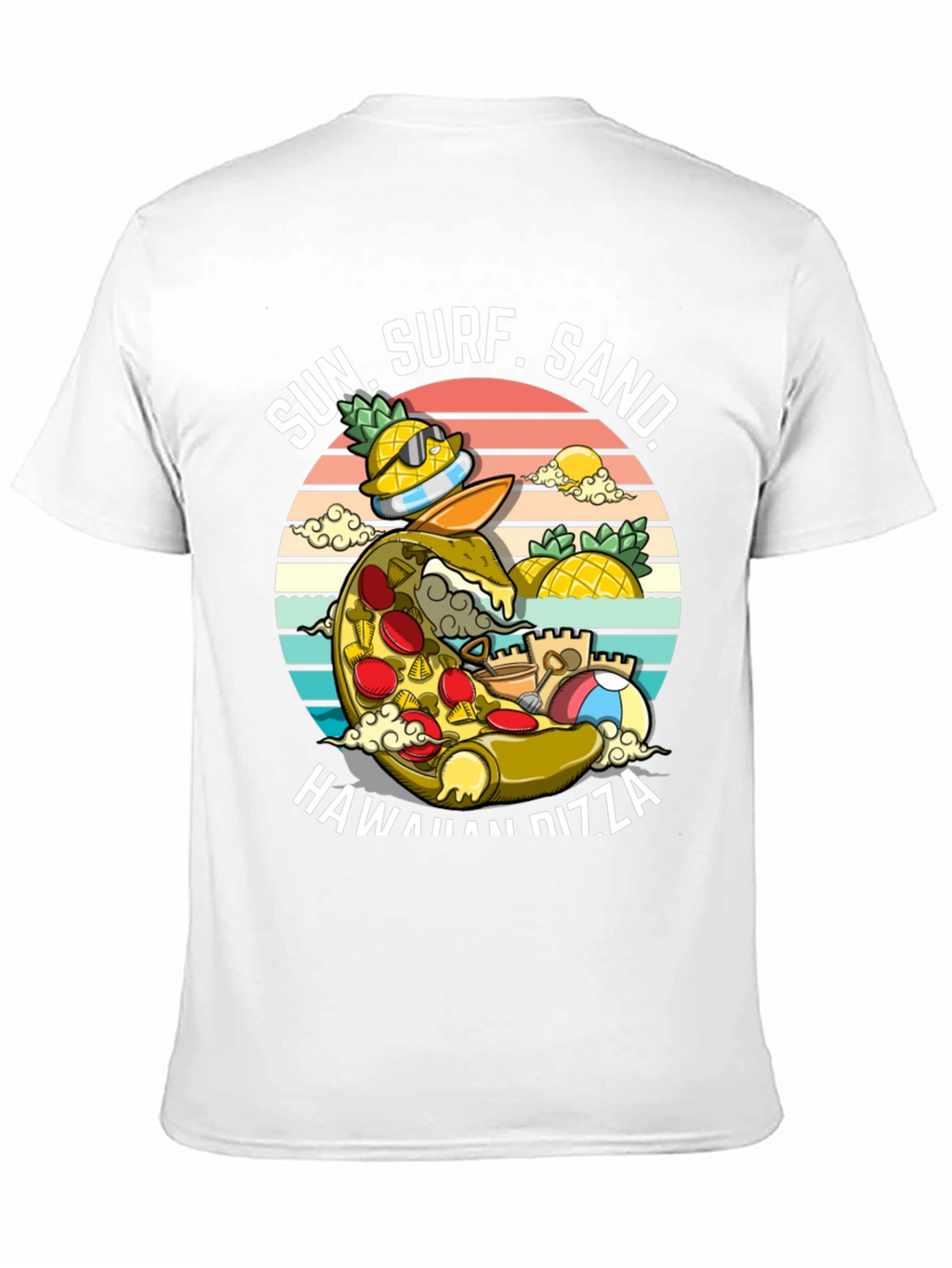 Hawaiian Pizza T-Shirt - Sun Surf Sand Design