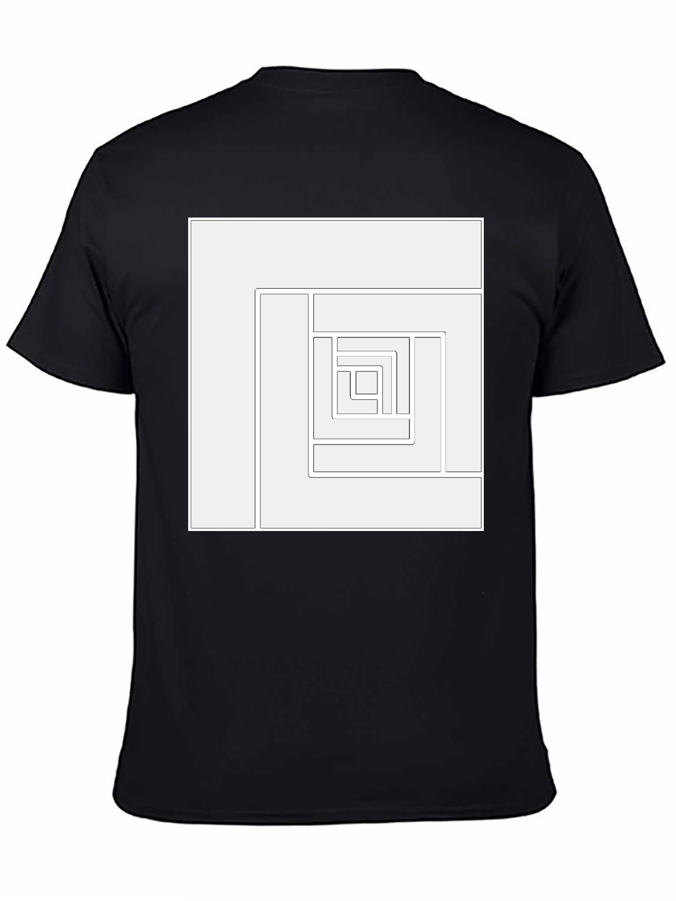 Geometric Maze Design Black T-Shirt